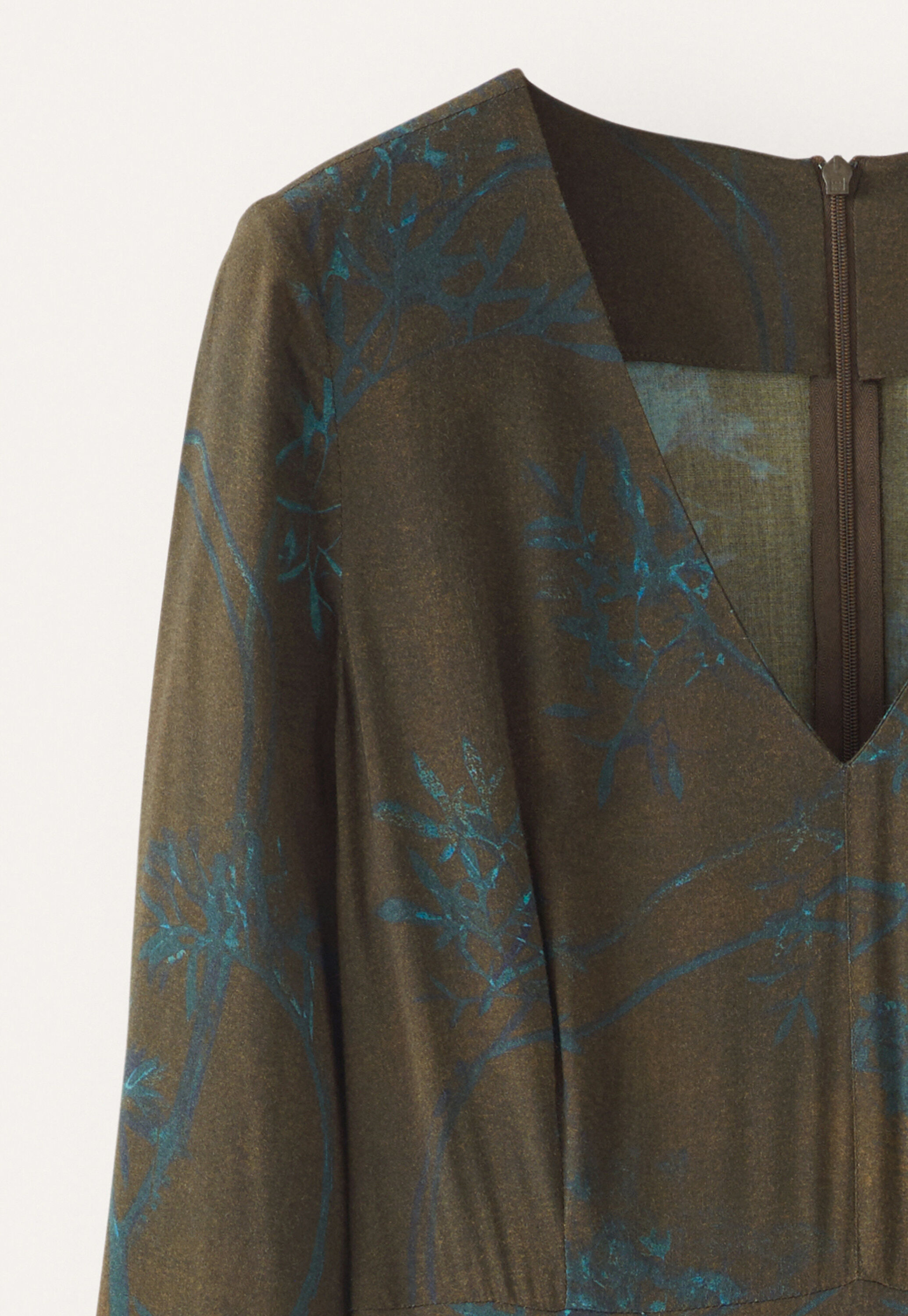 Long printed dress, Dark brown, large