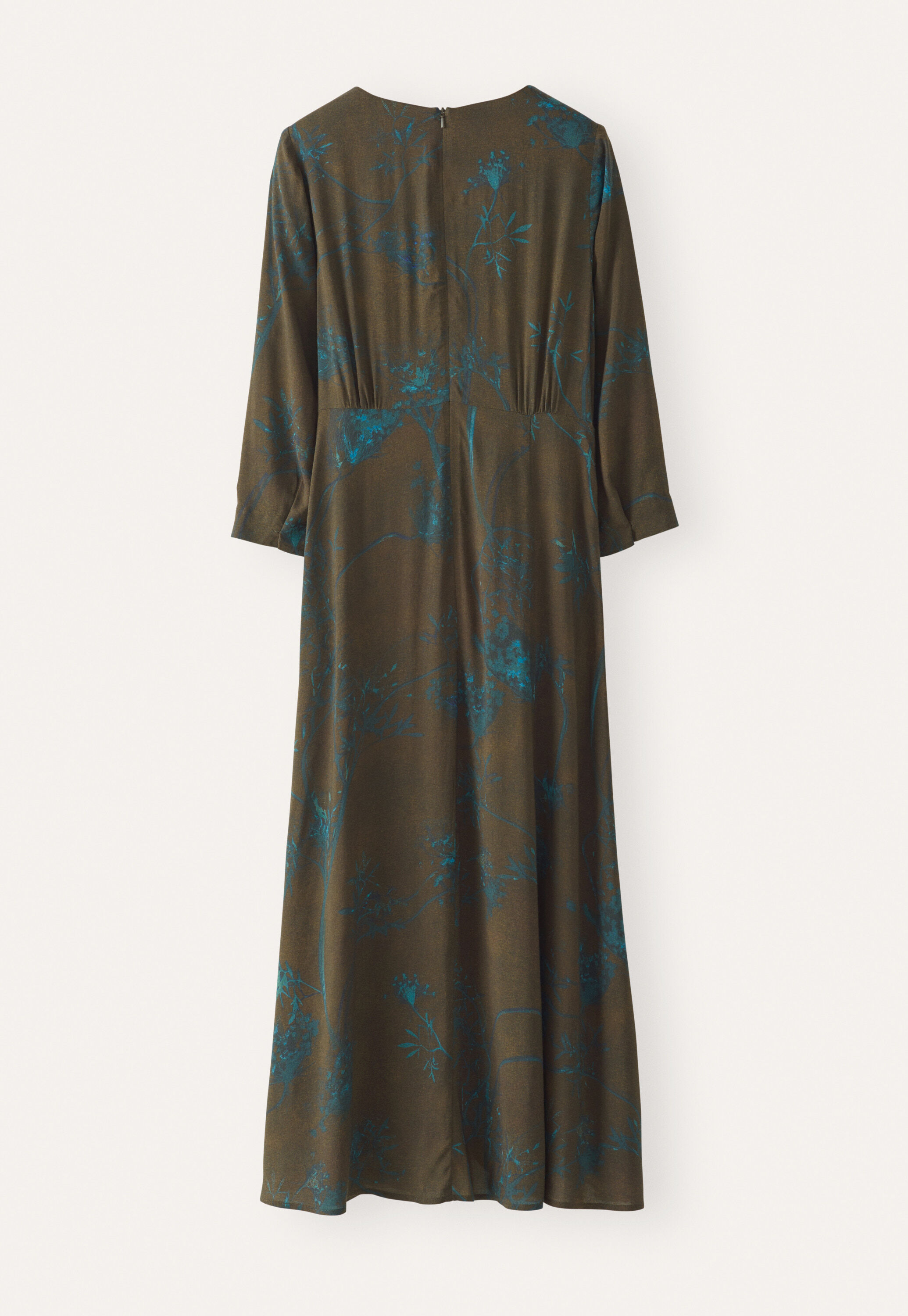 Long printed dress, Dark brown, large