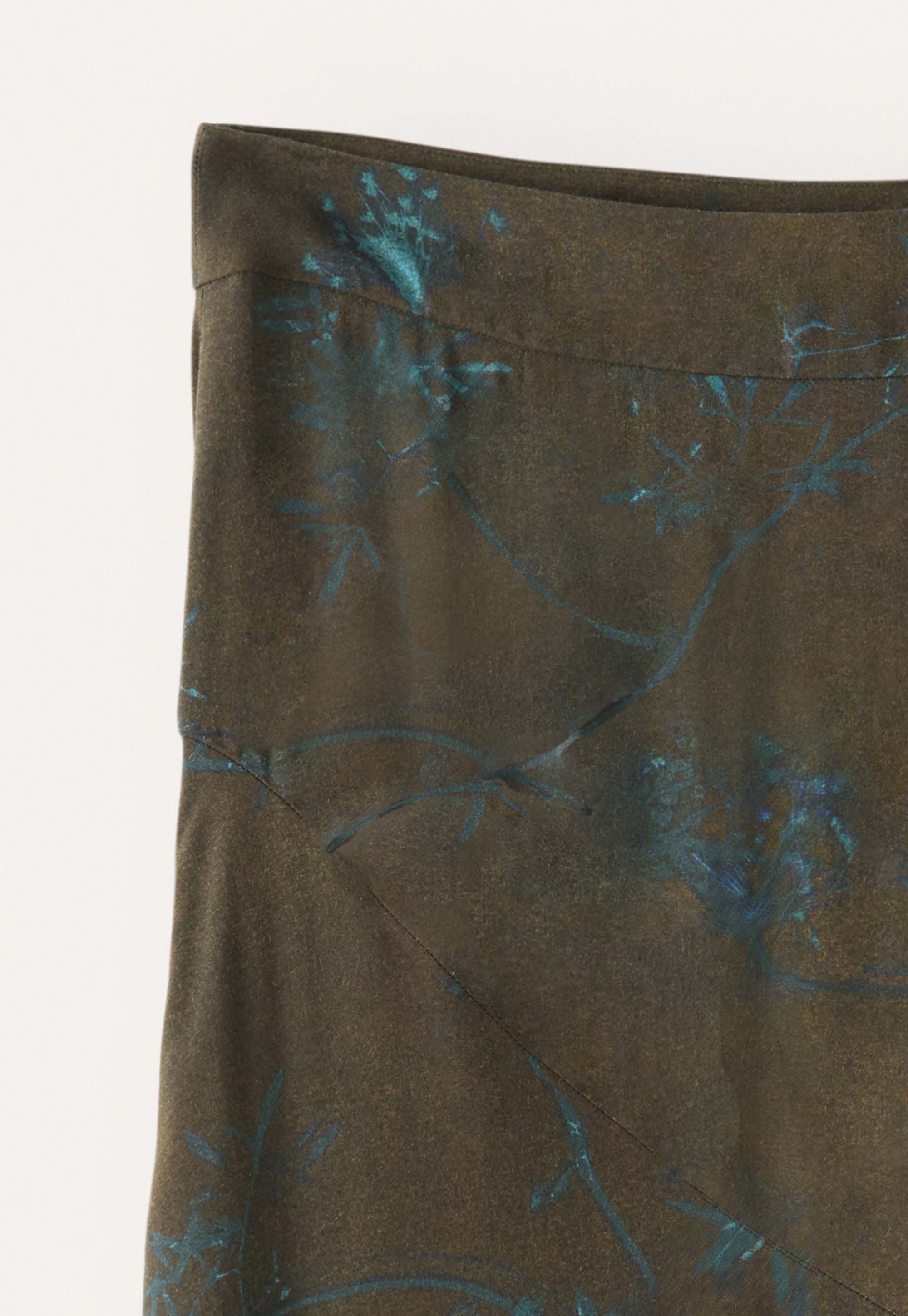 Printed long flared skirt, Dark brown, large