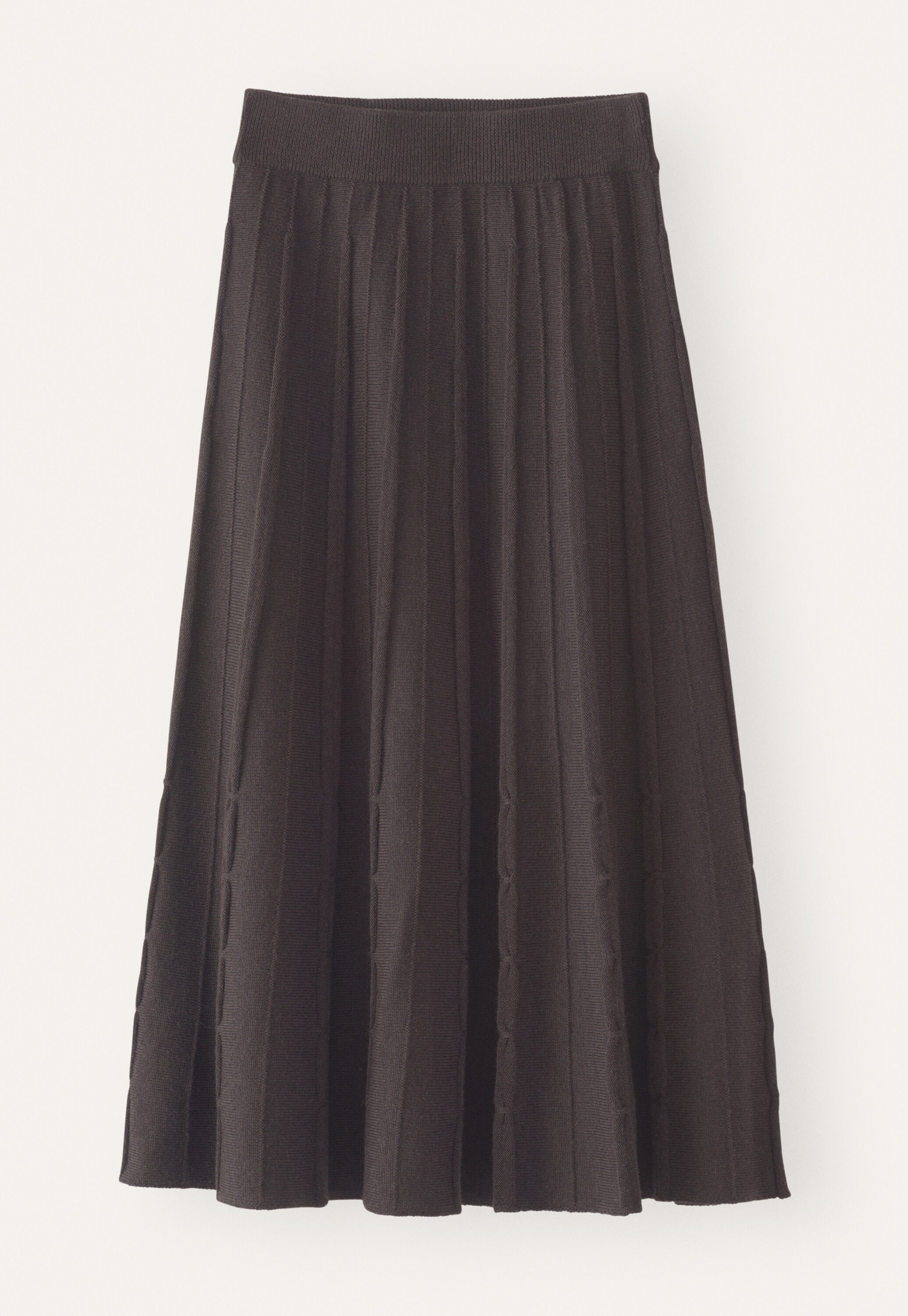 Tuck-stitch merino skirt, Cocoa, large
