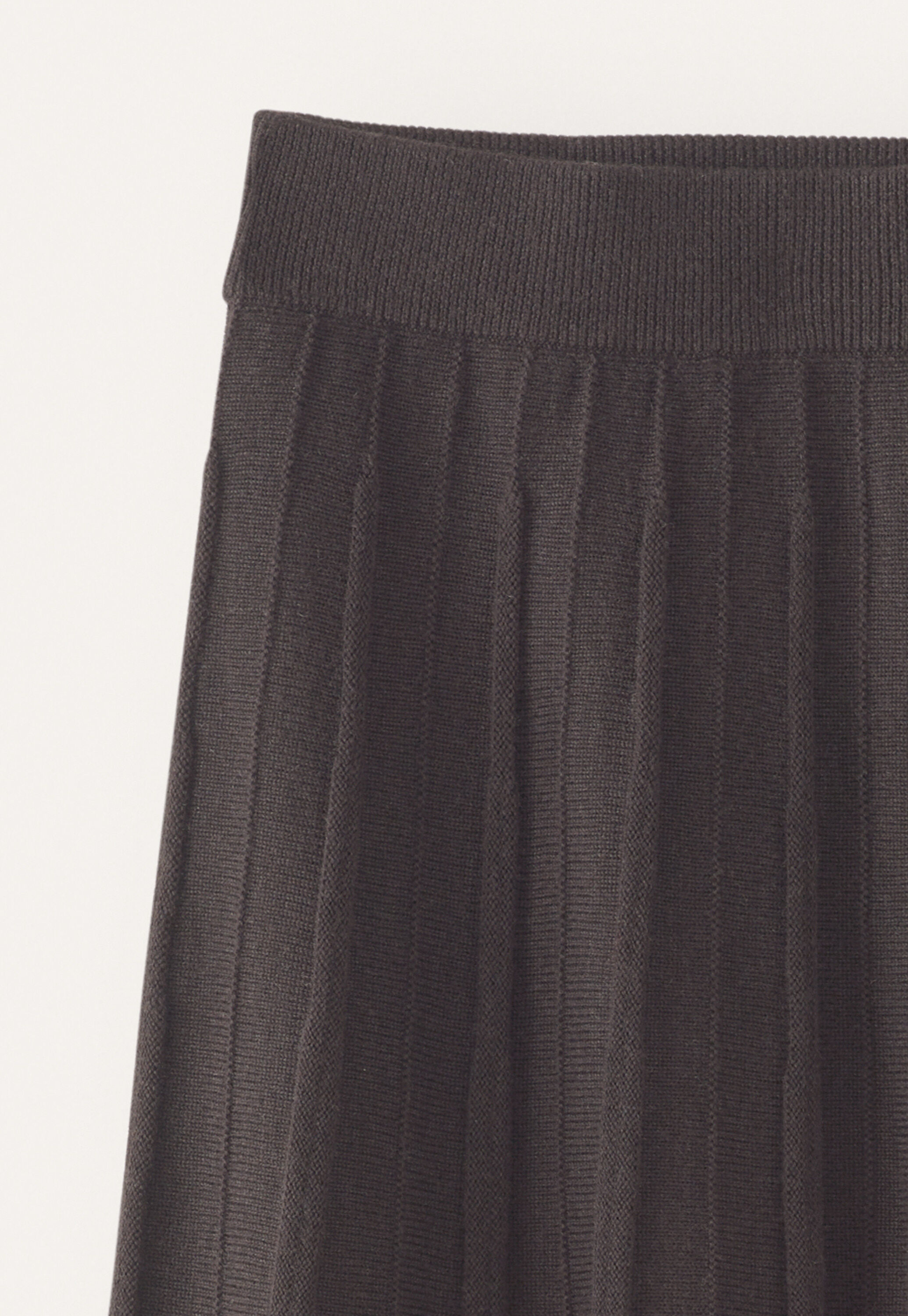Tuck-stitch merino skirt, Cocoa, large