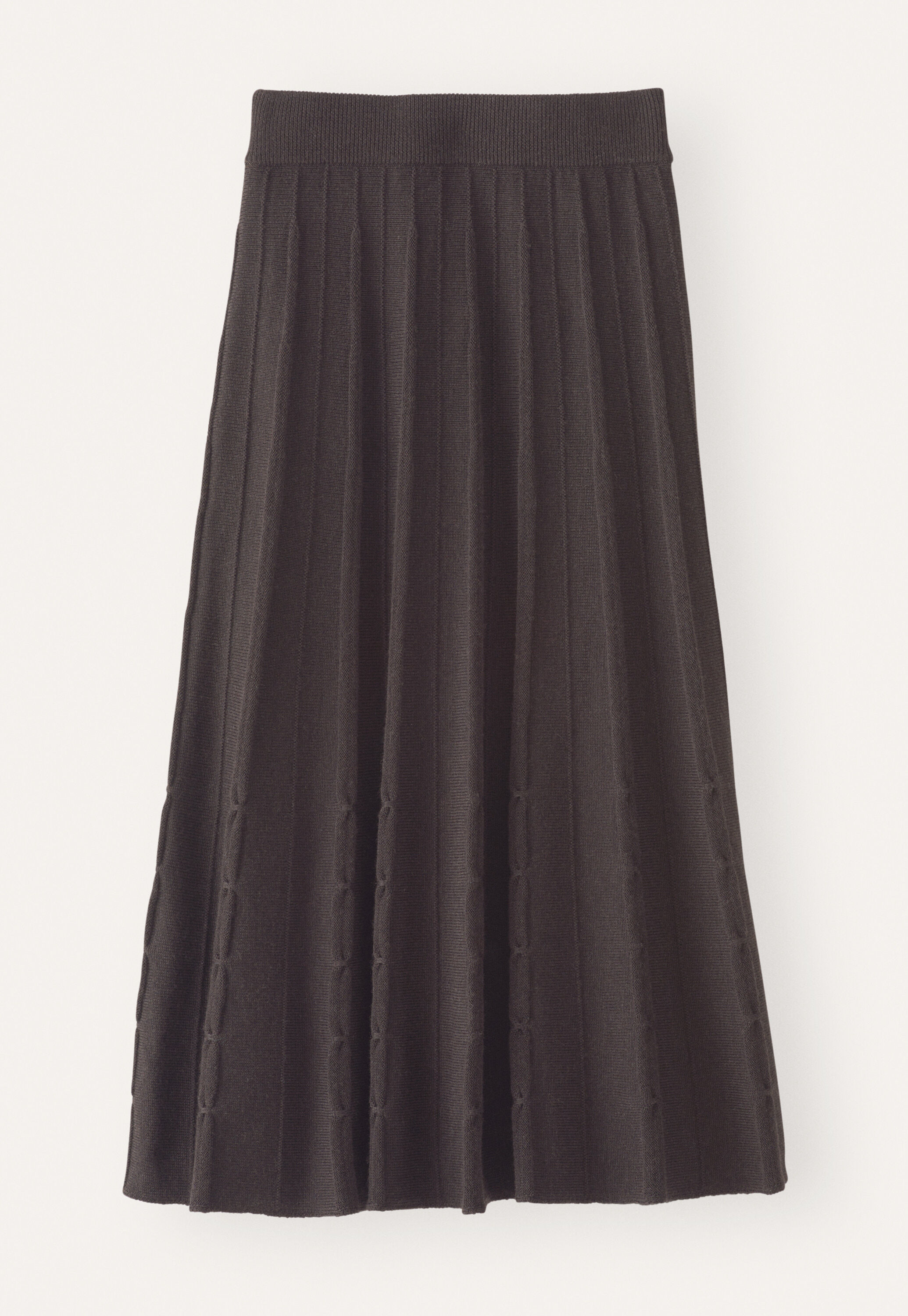 Tuck-stitch merino skirt, Cocoa, large