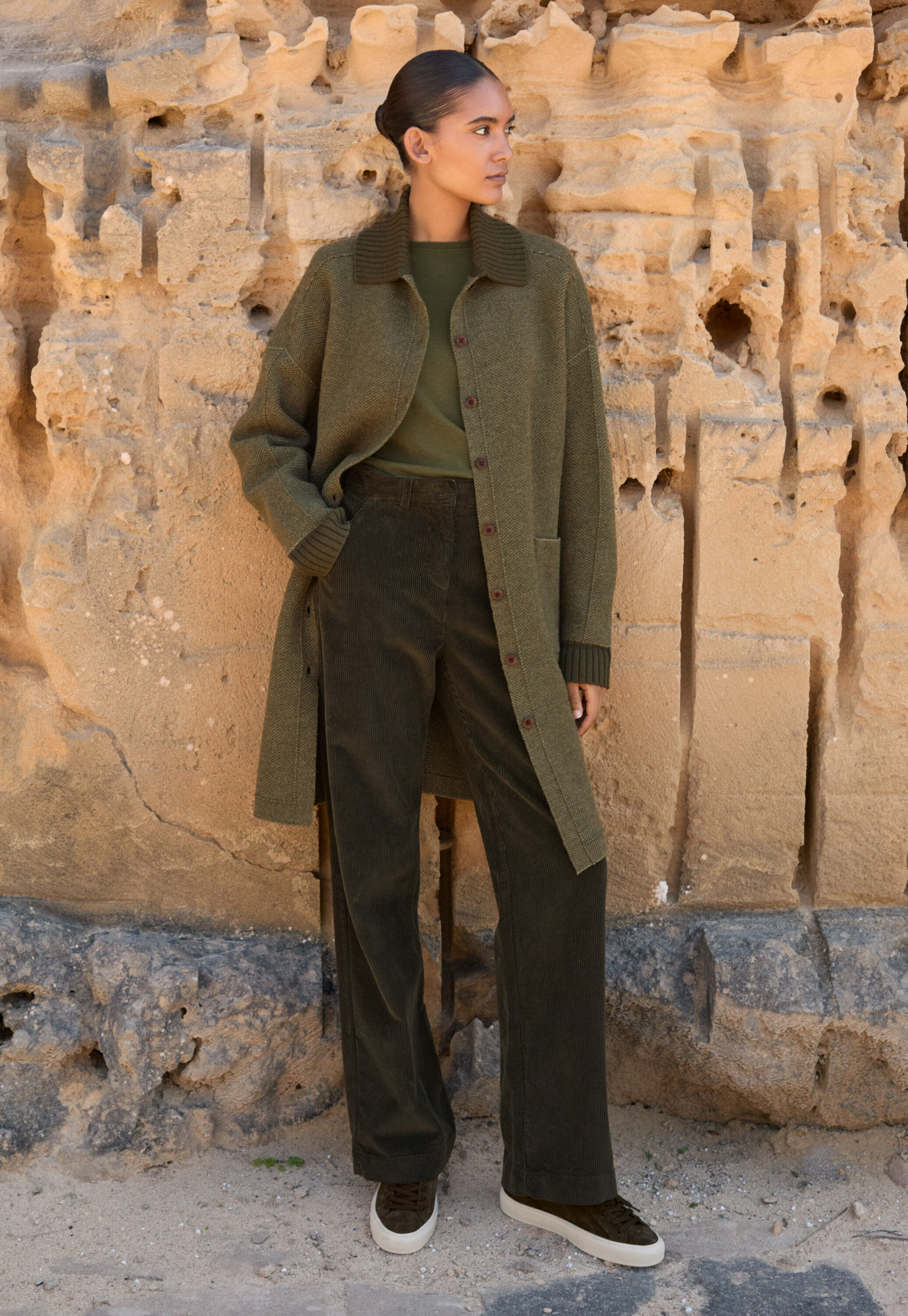 Wide-leg trousers, Peat, large