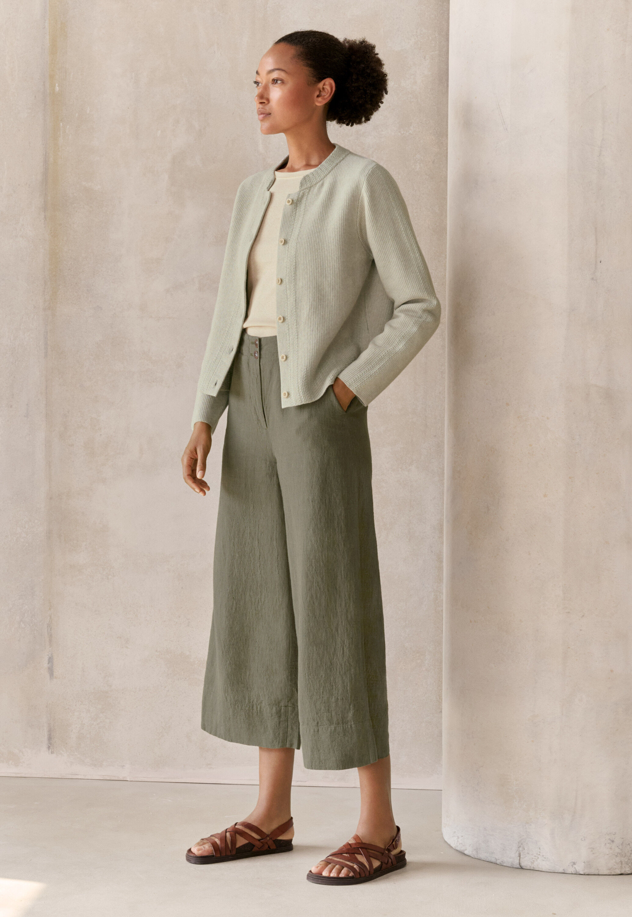 Wide & cropped trousers, Forest, large