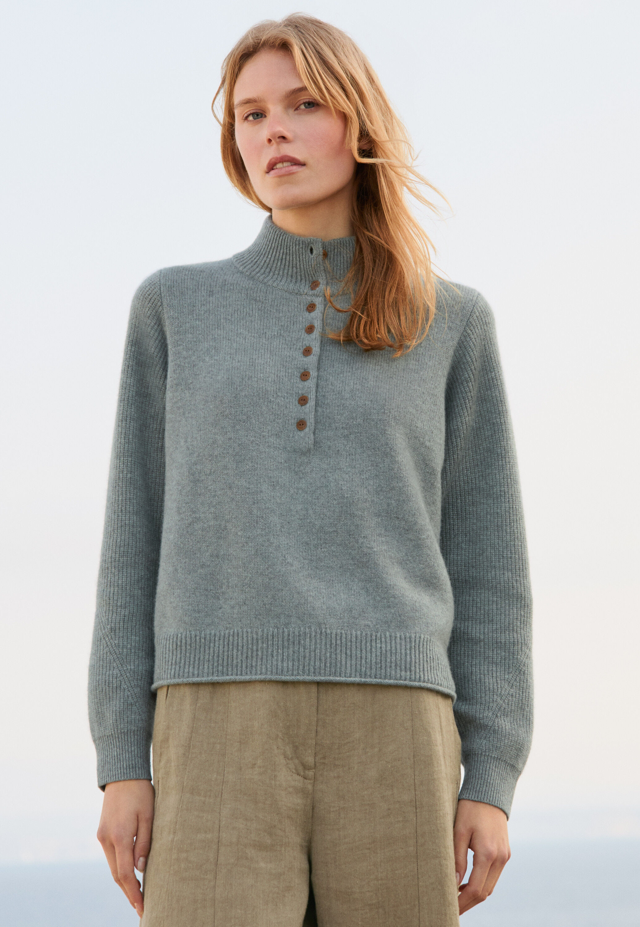Buttoned-neck sweater
