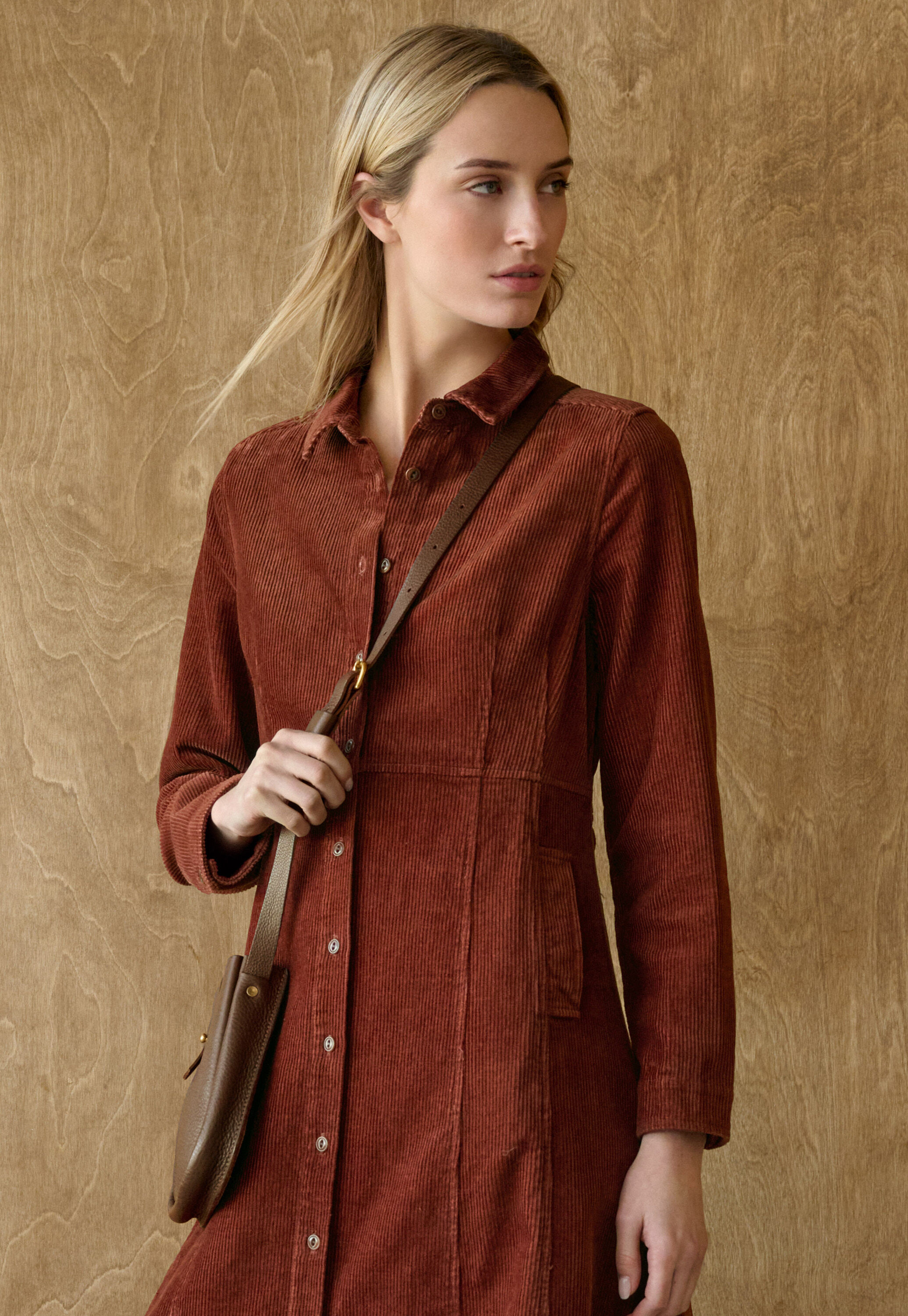 Cord panelled dress