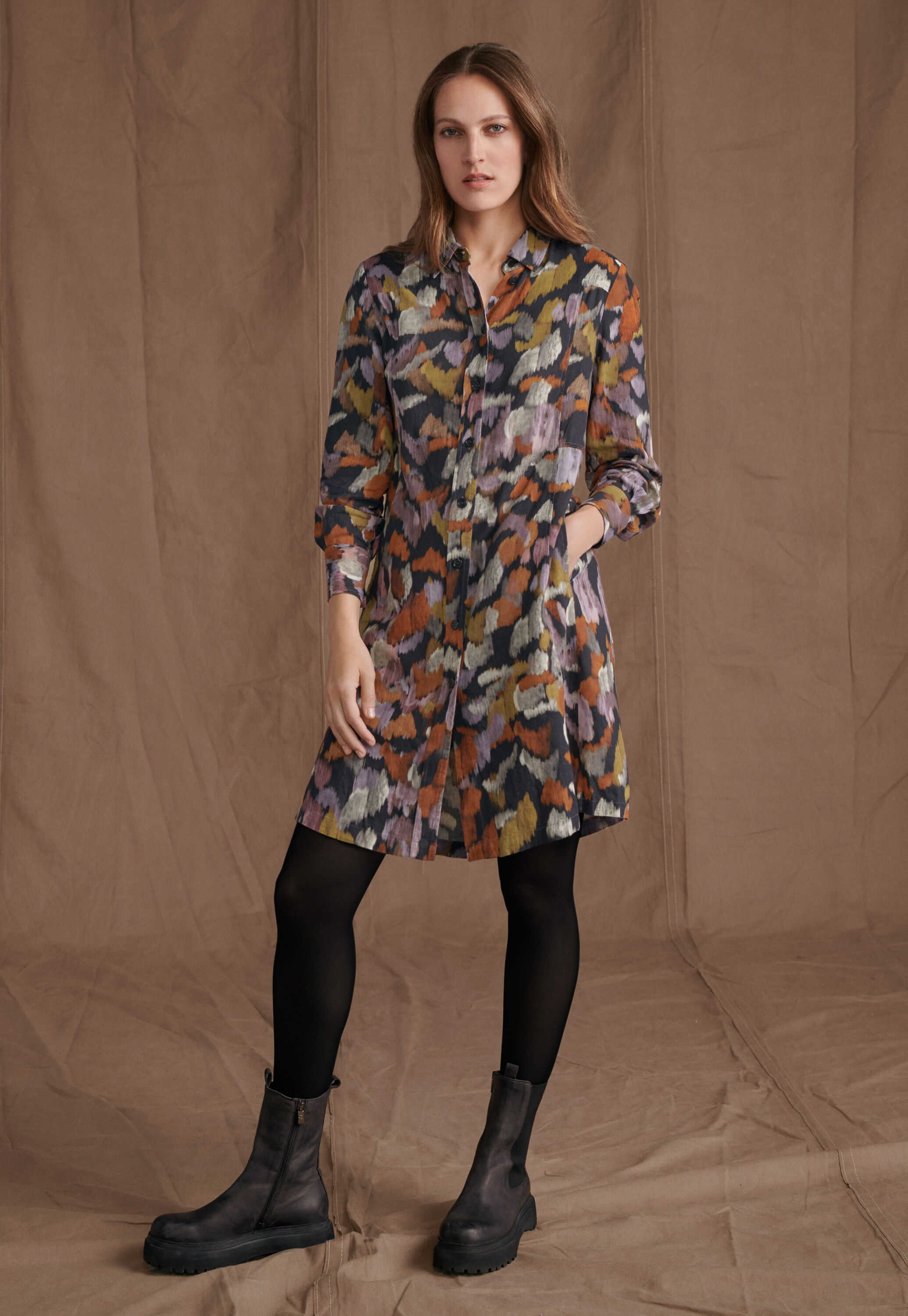Printed shirtdress