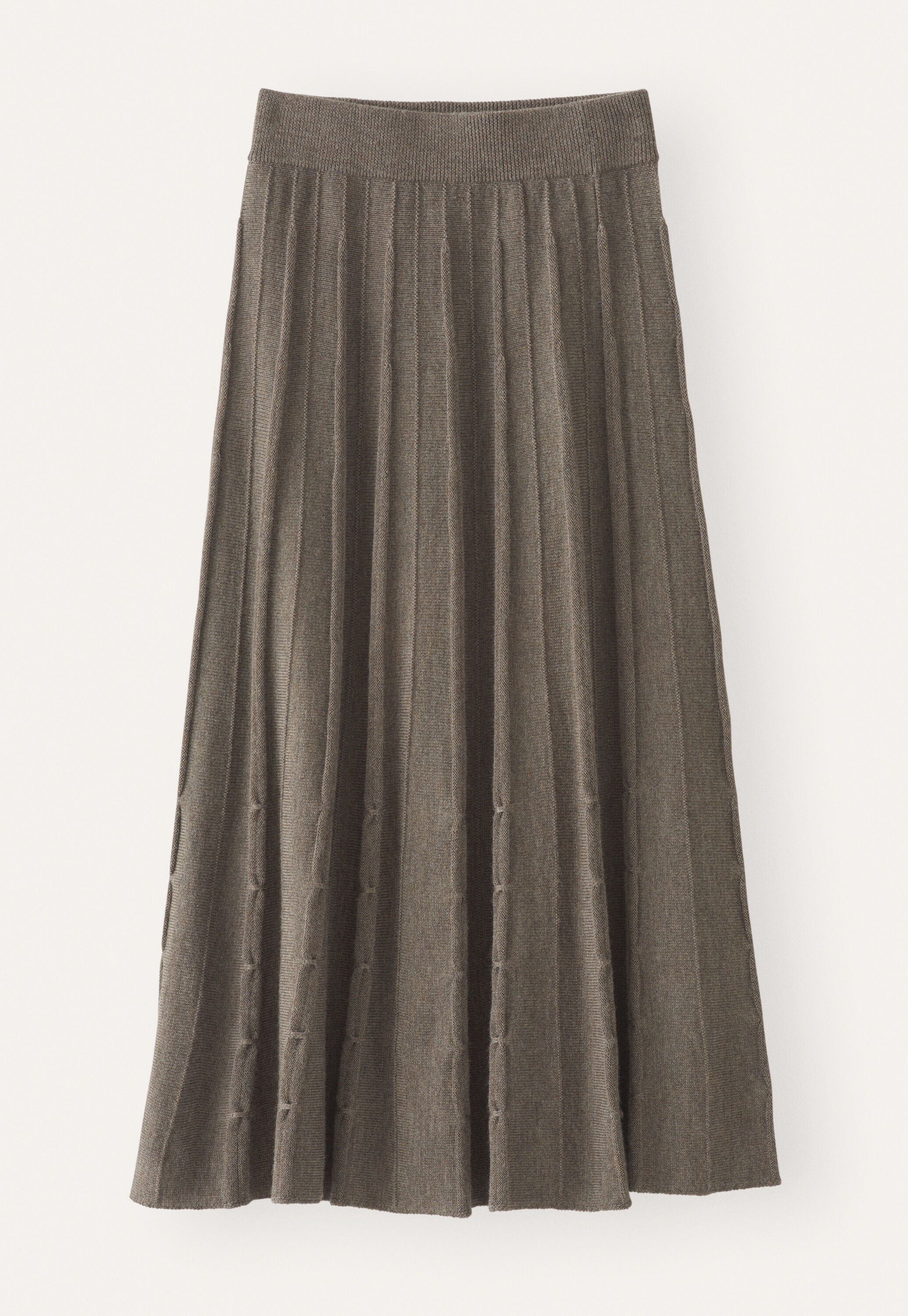 Tuck-stitch merino skirt, Taupe, large