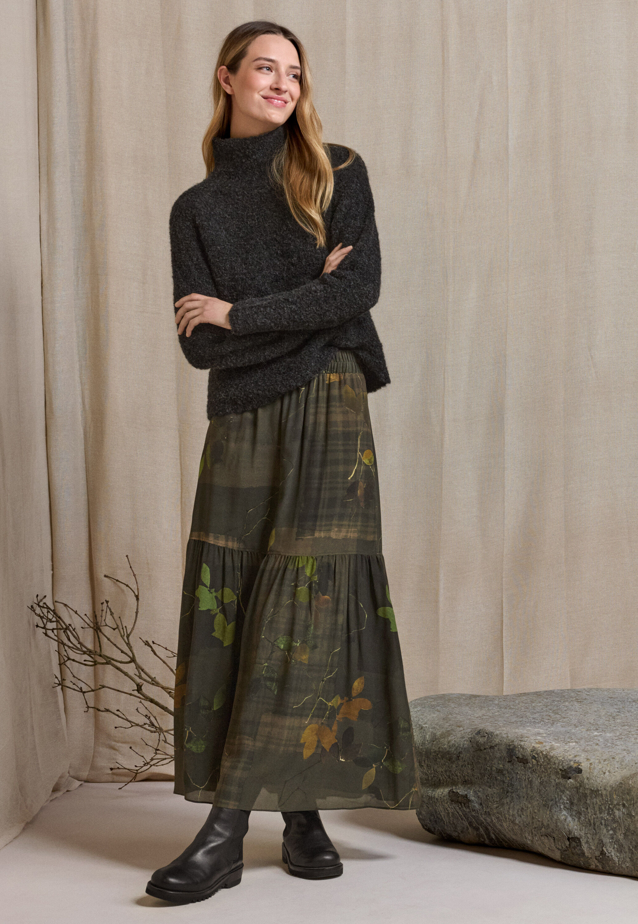 Printed tiered skirt
