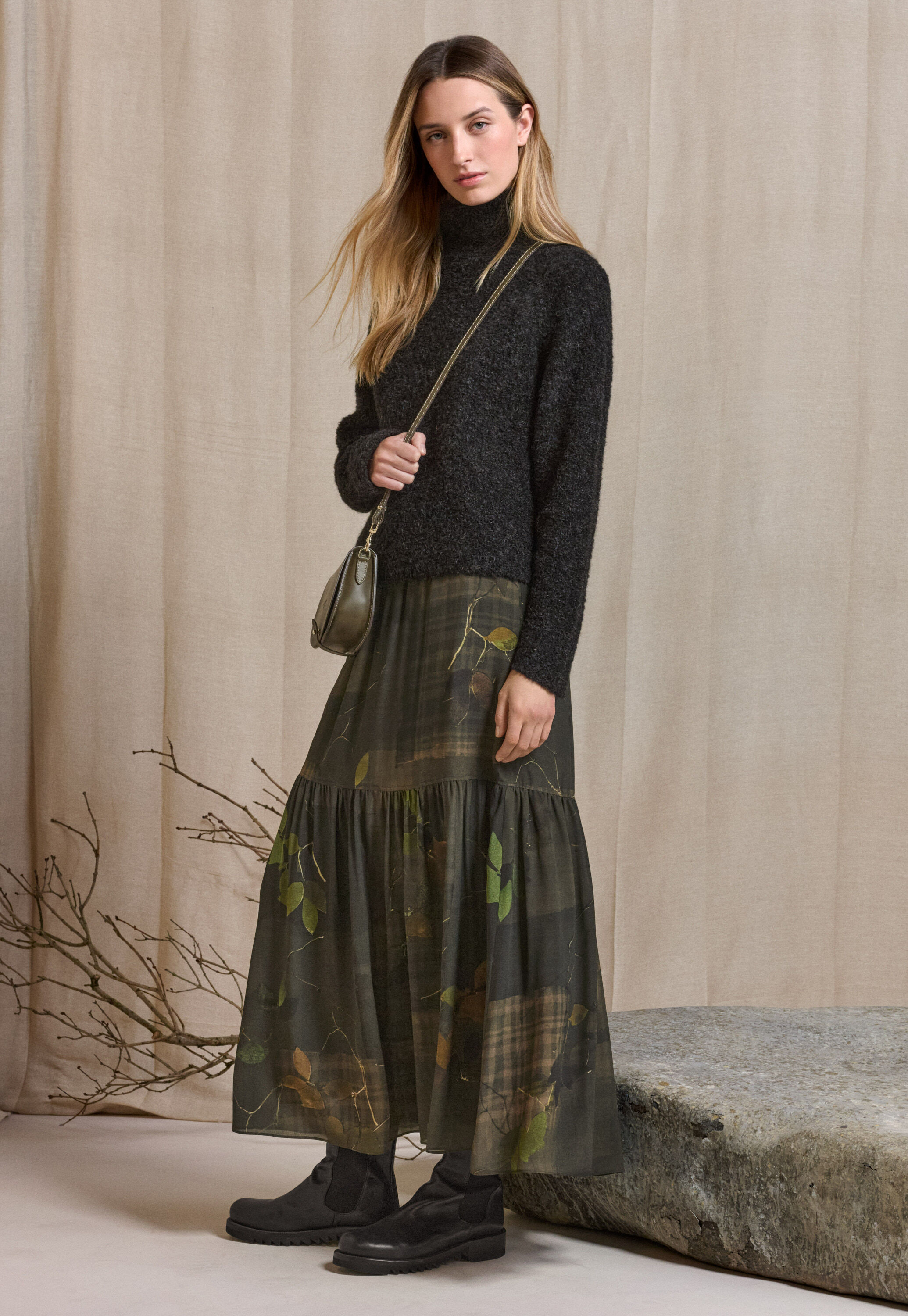 Printed tiered skirt