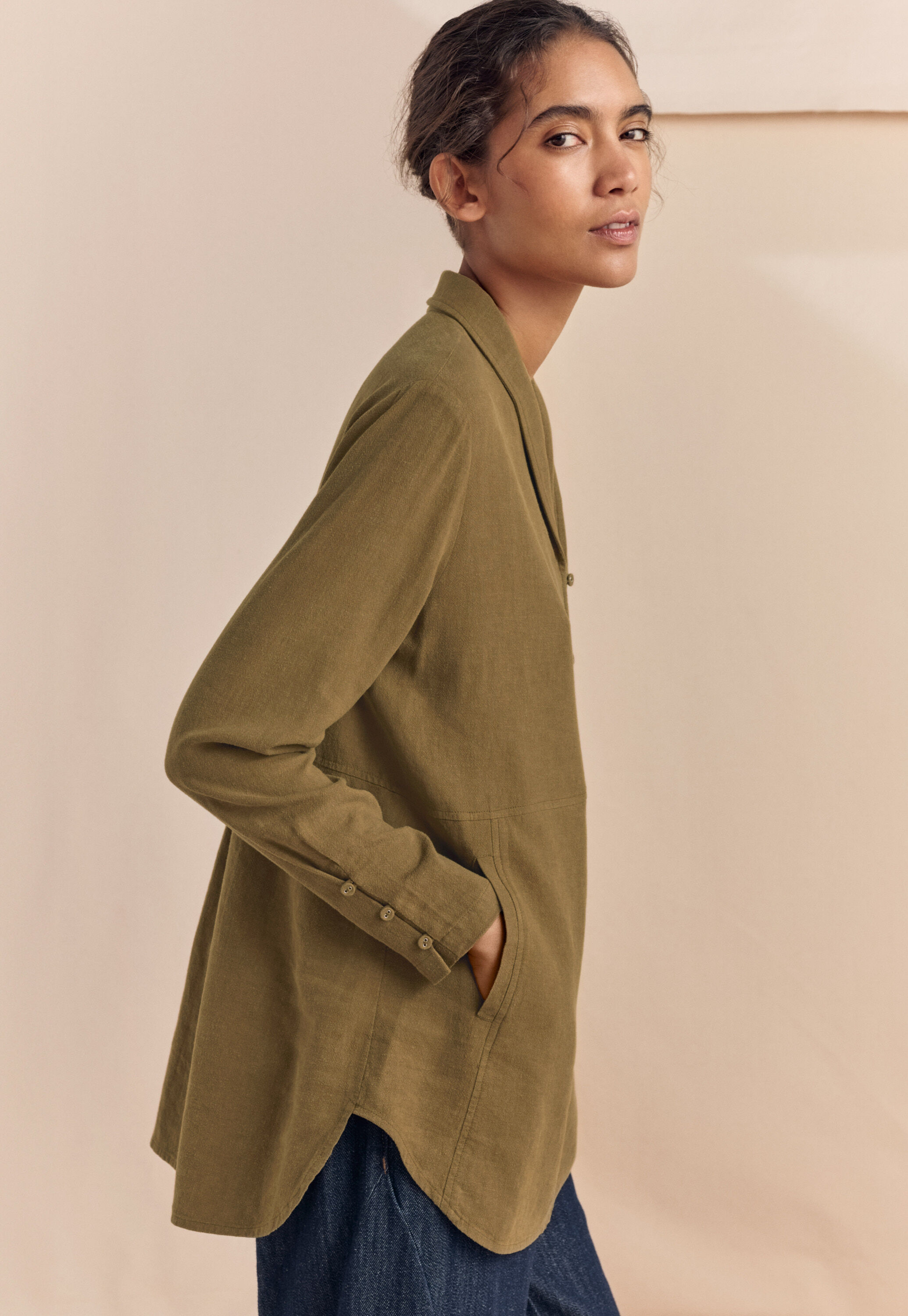 Shawl-collar blouse