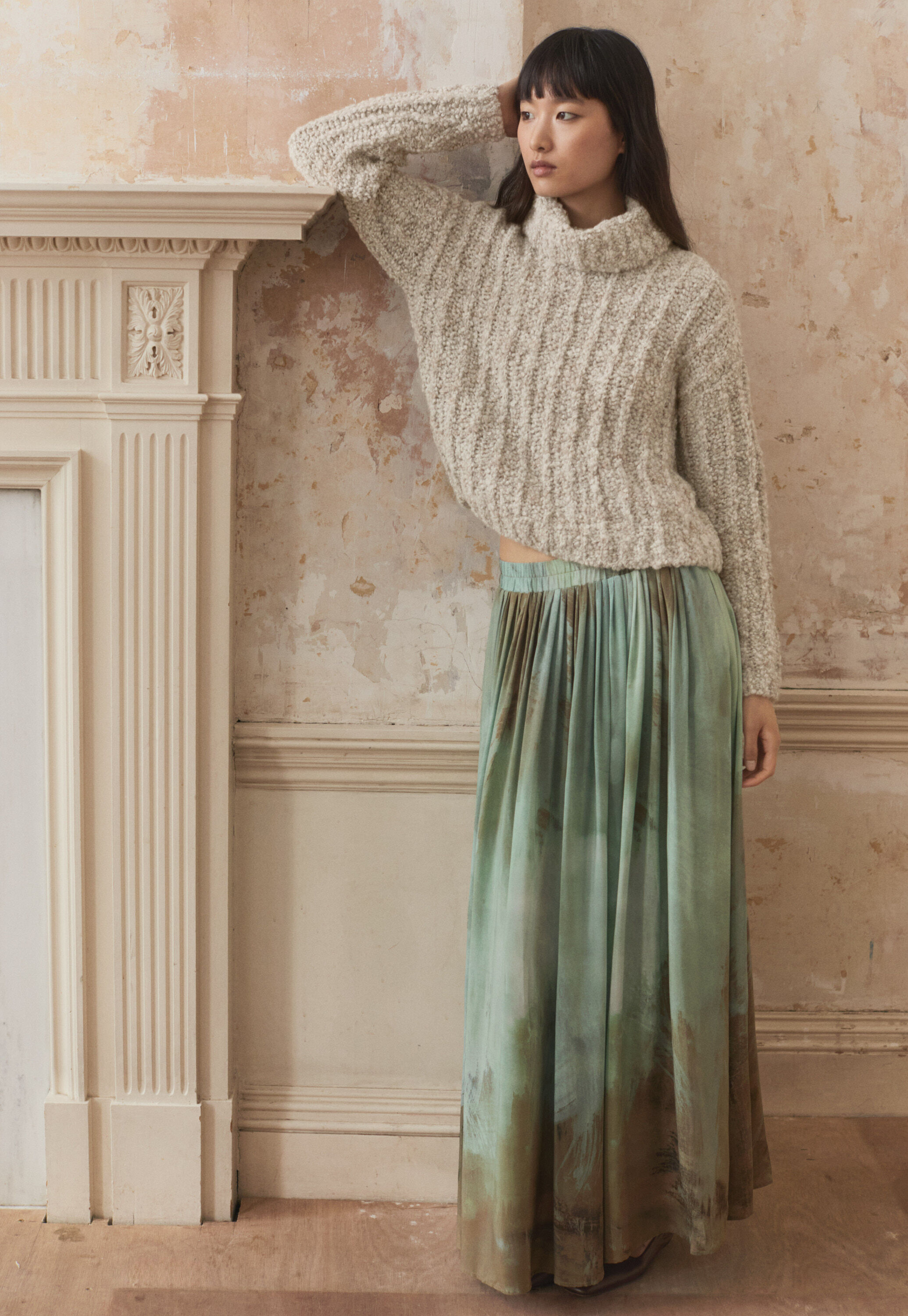 Printed pleated skirt