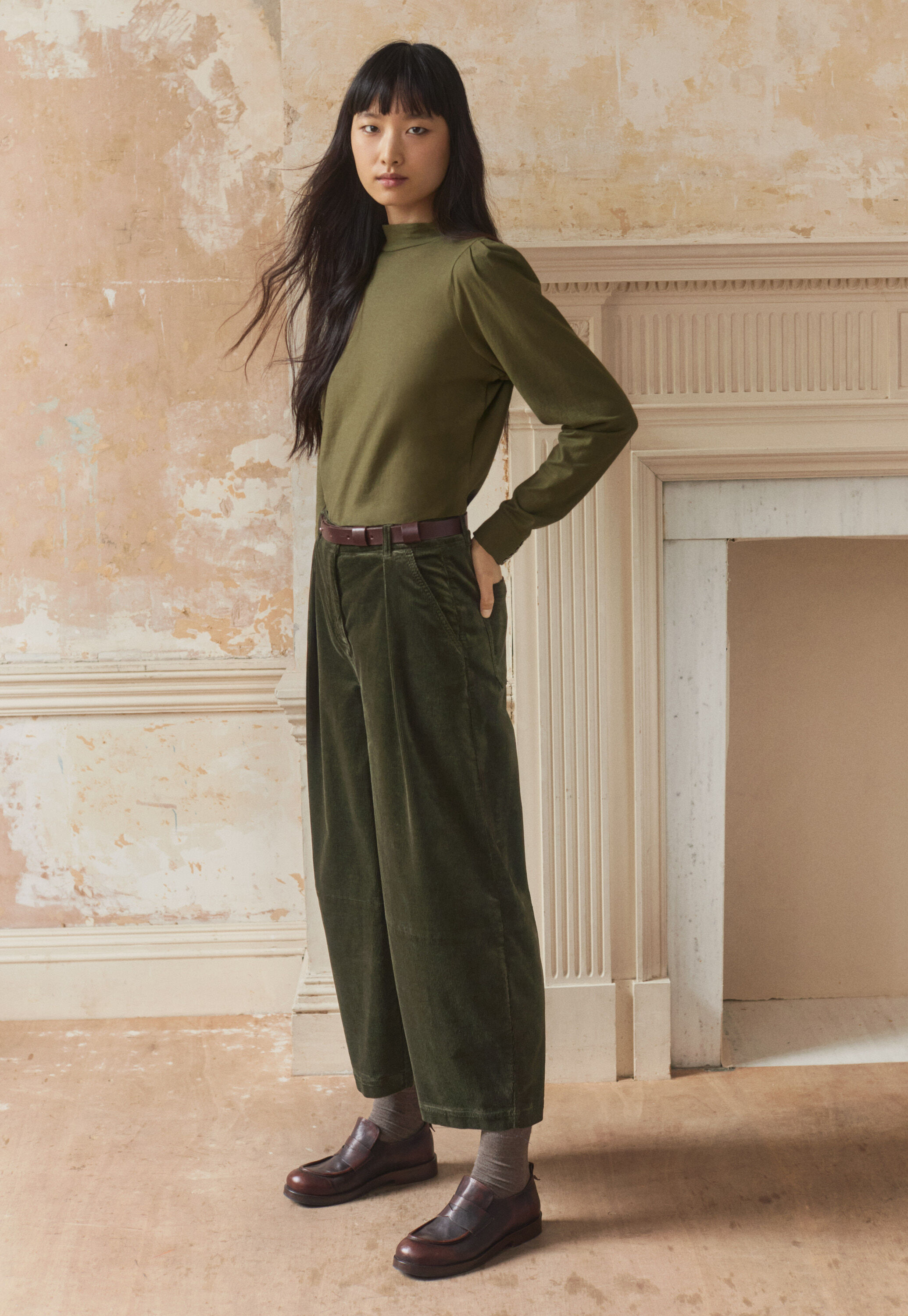 Jersey high-neck top