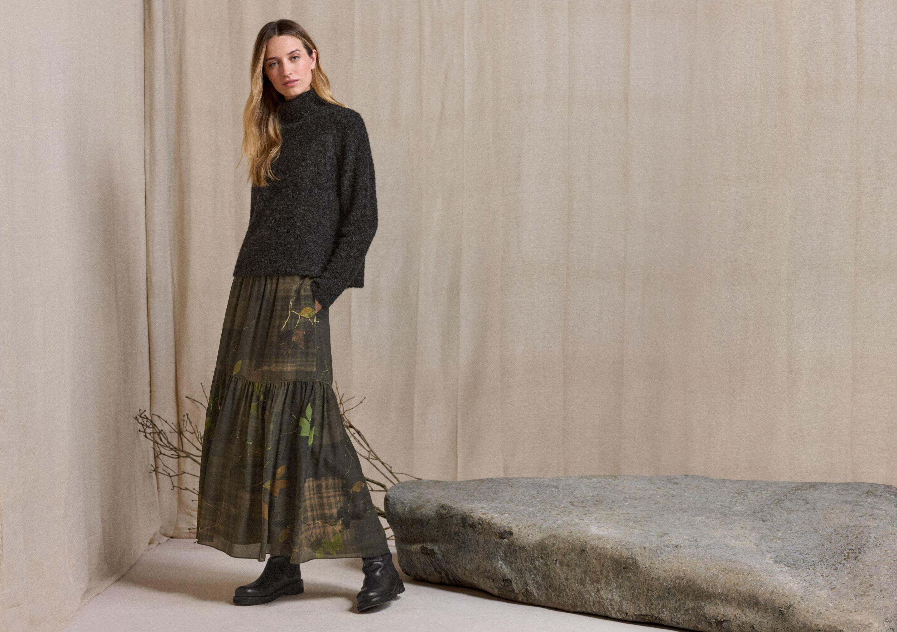 Printed tiered skirt