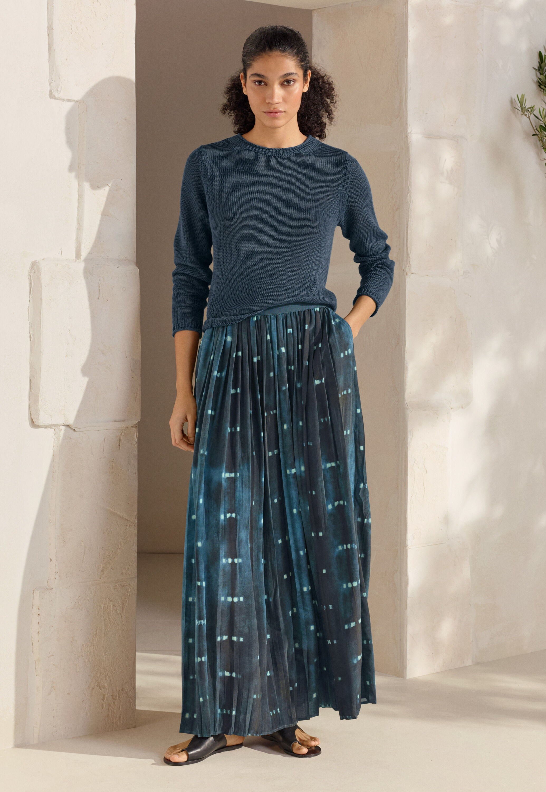 Printed pleated skirt