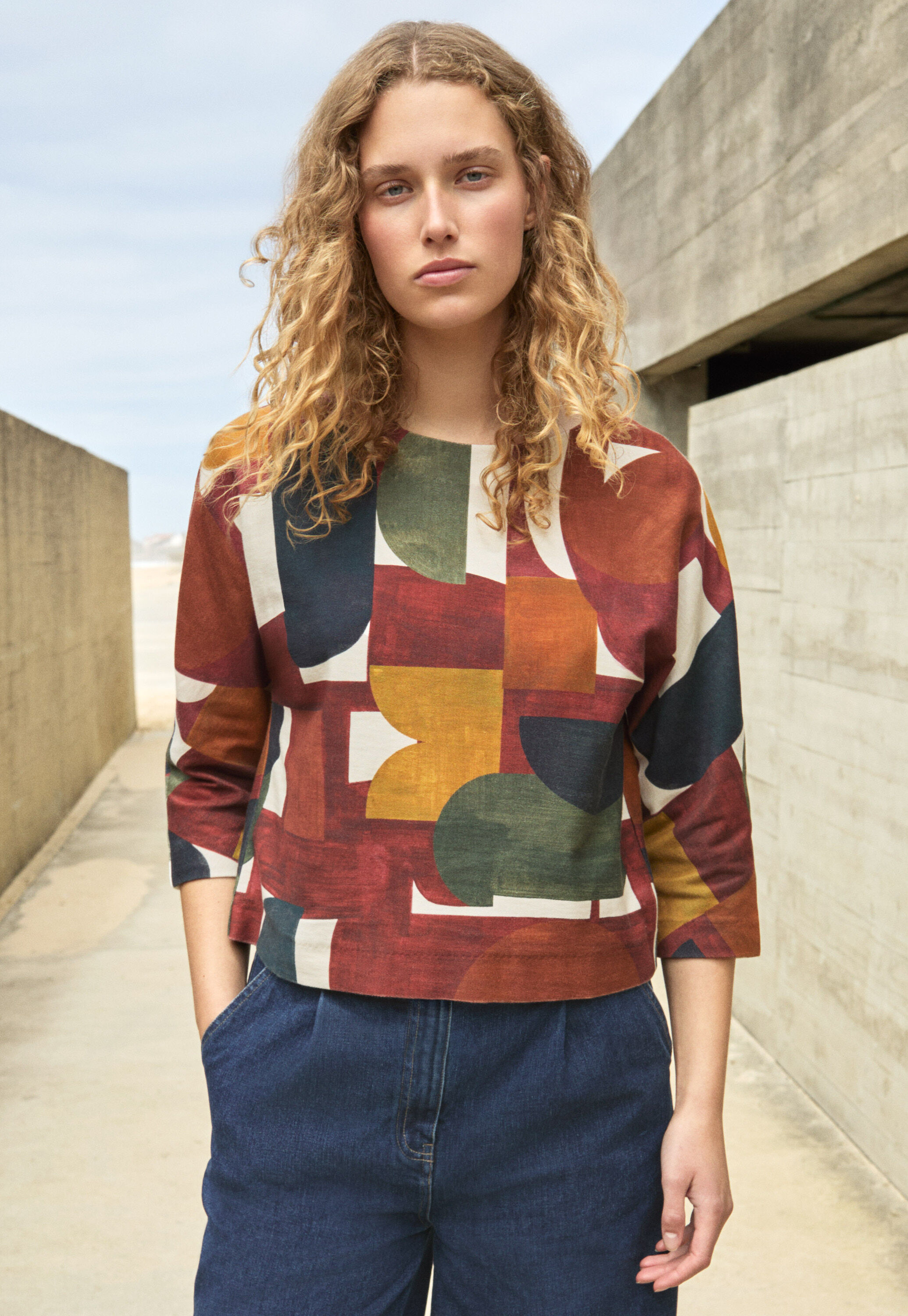 Printed jersey top