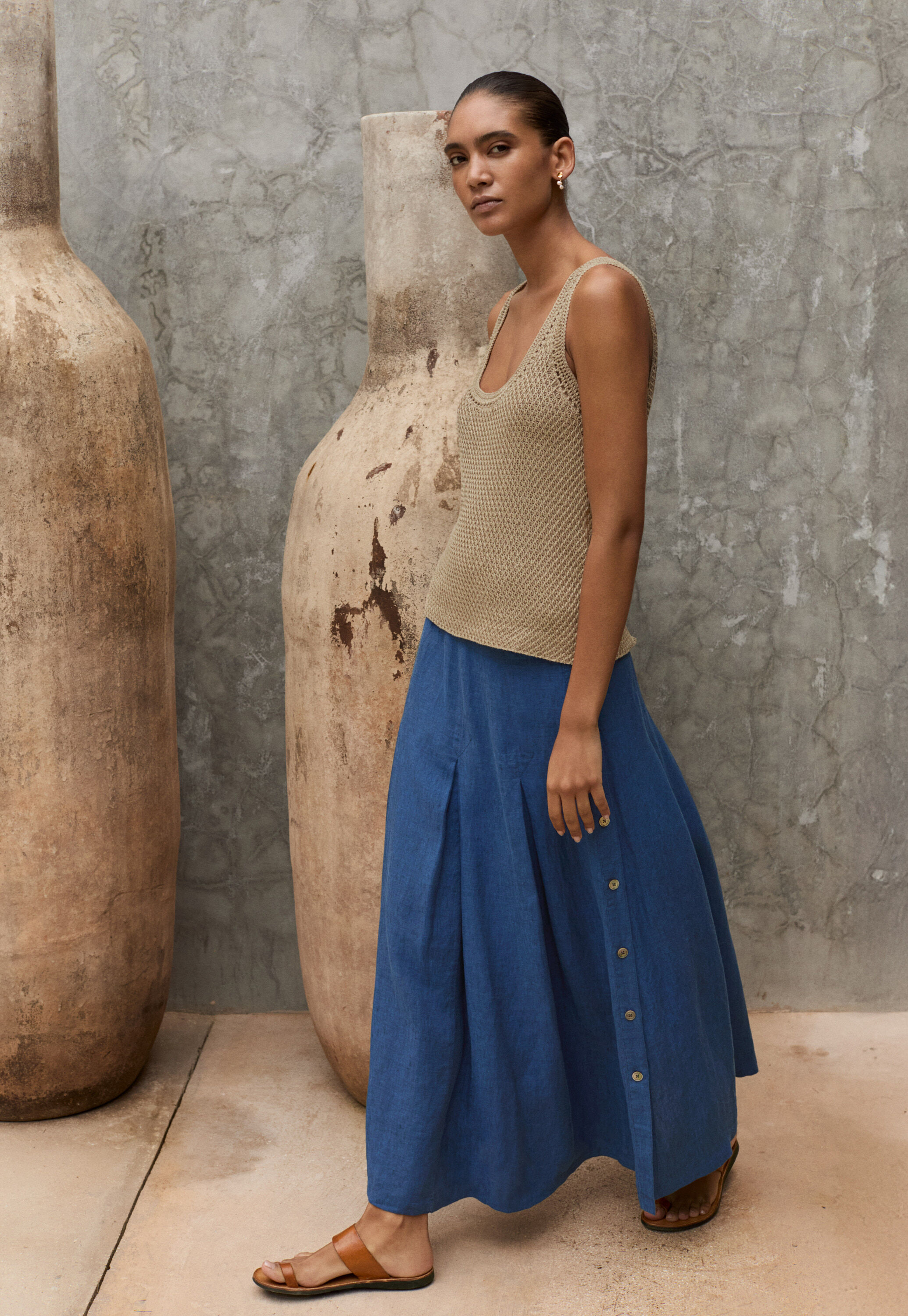 Long pleated skirt
