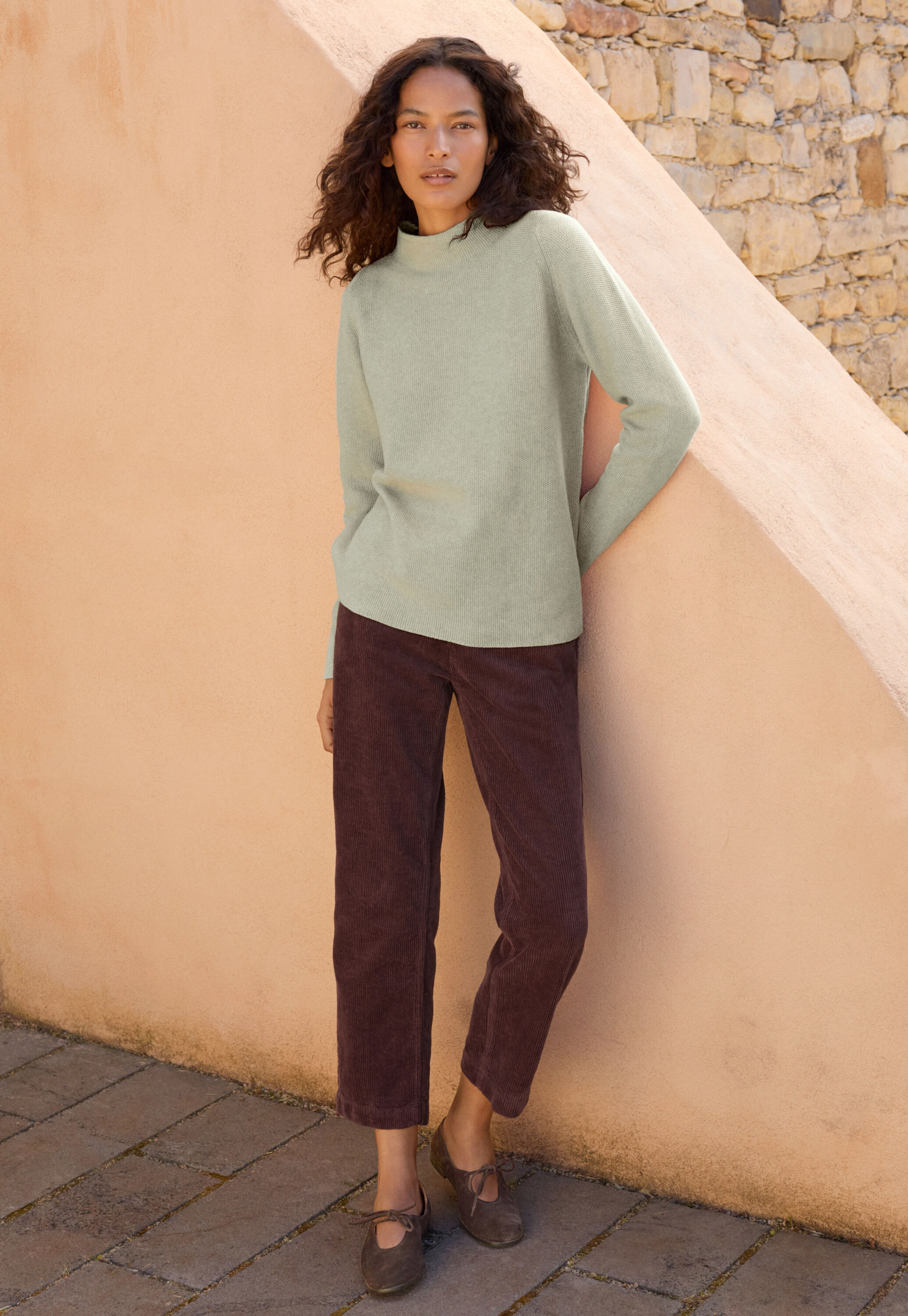 Funnel-neck sweater, Frosted sage, large