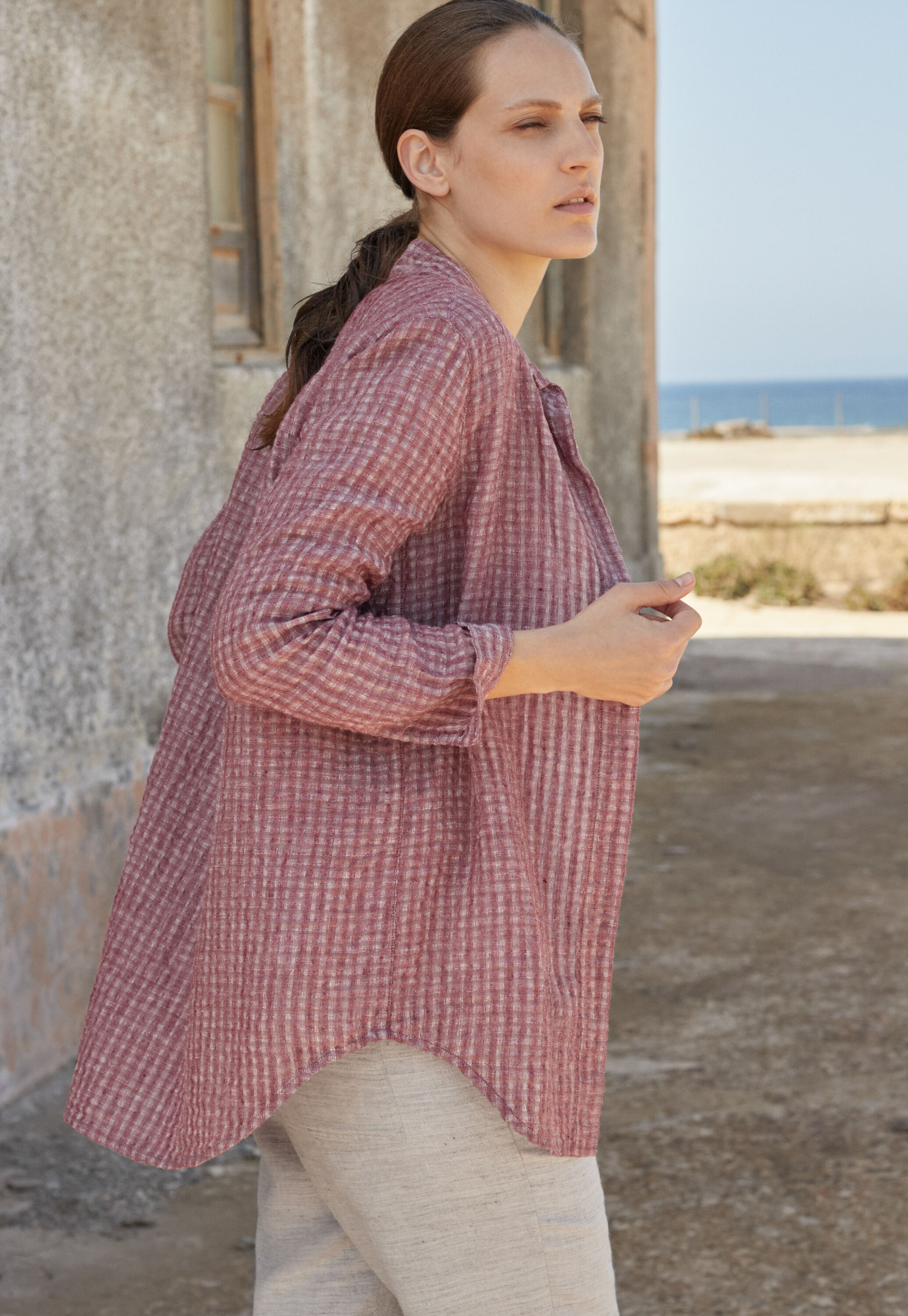 Seersucker checked shirt