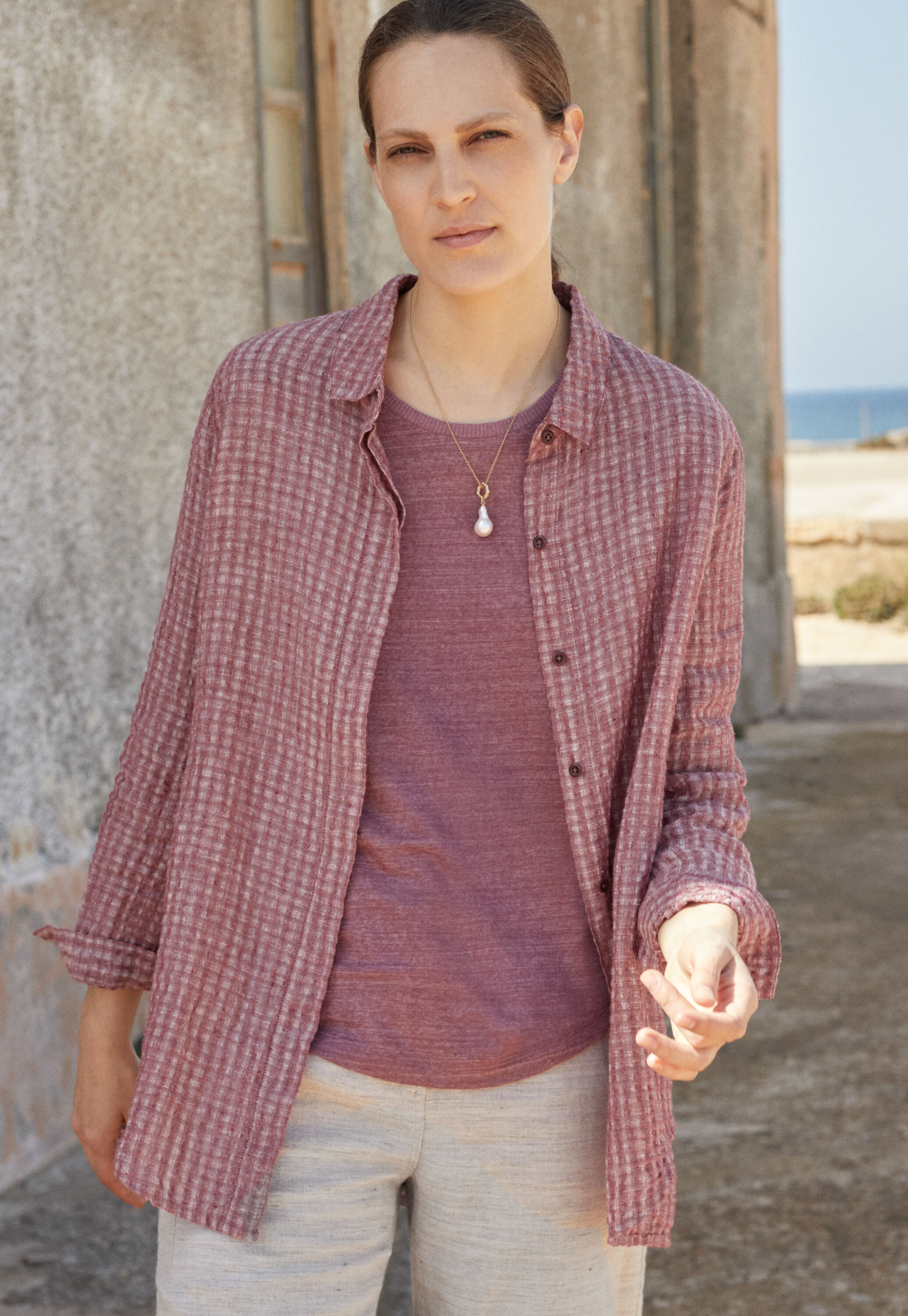 Seersucker checked shirt