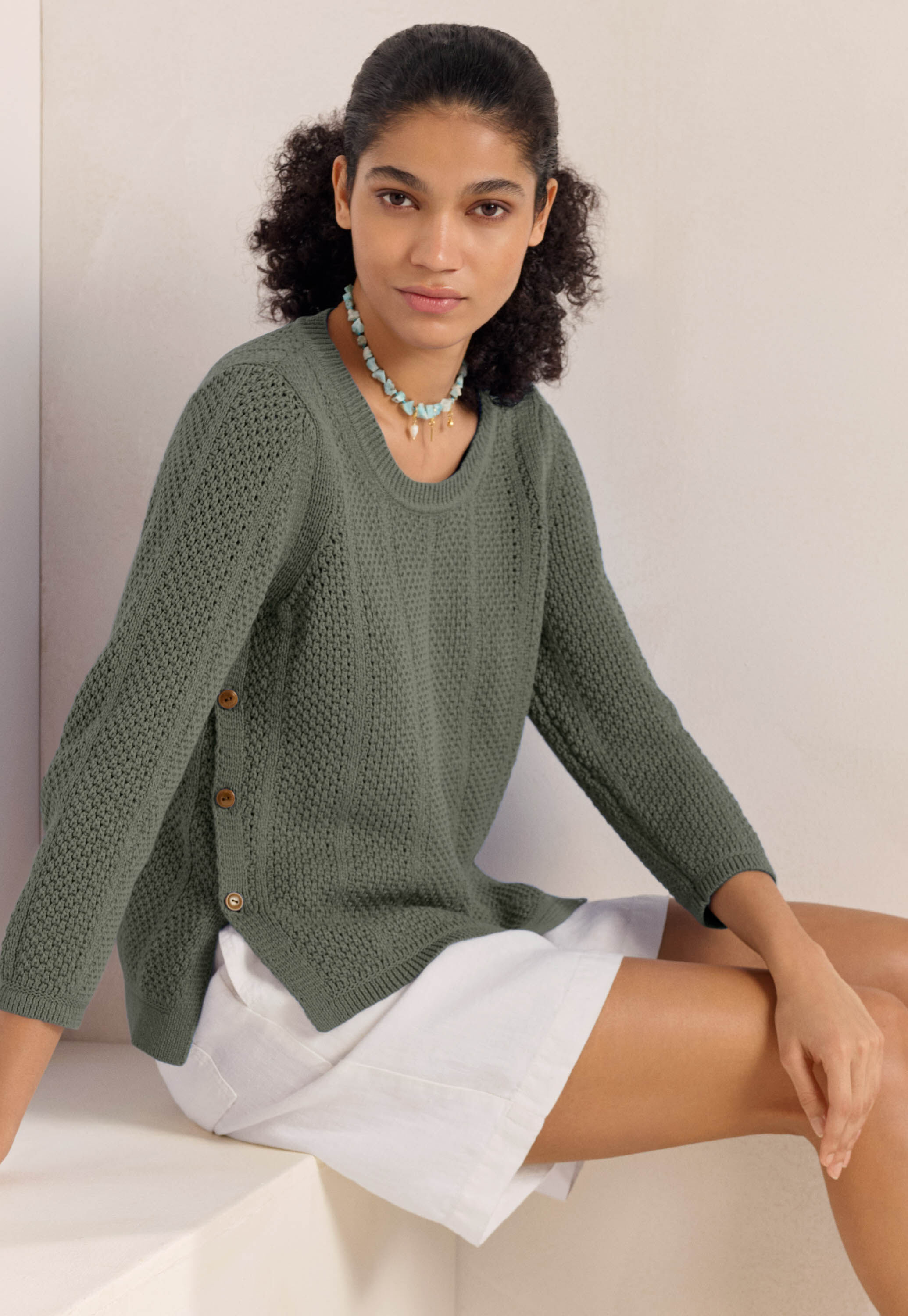 Open-stitch sweater