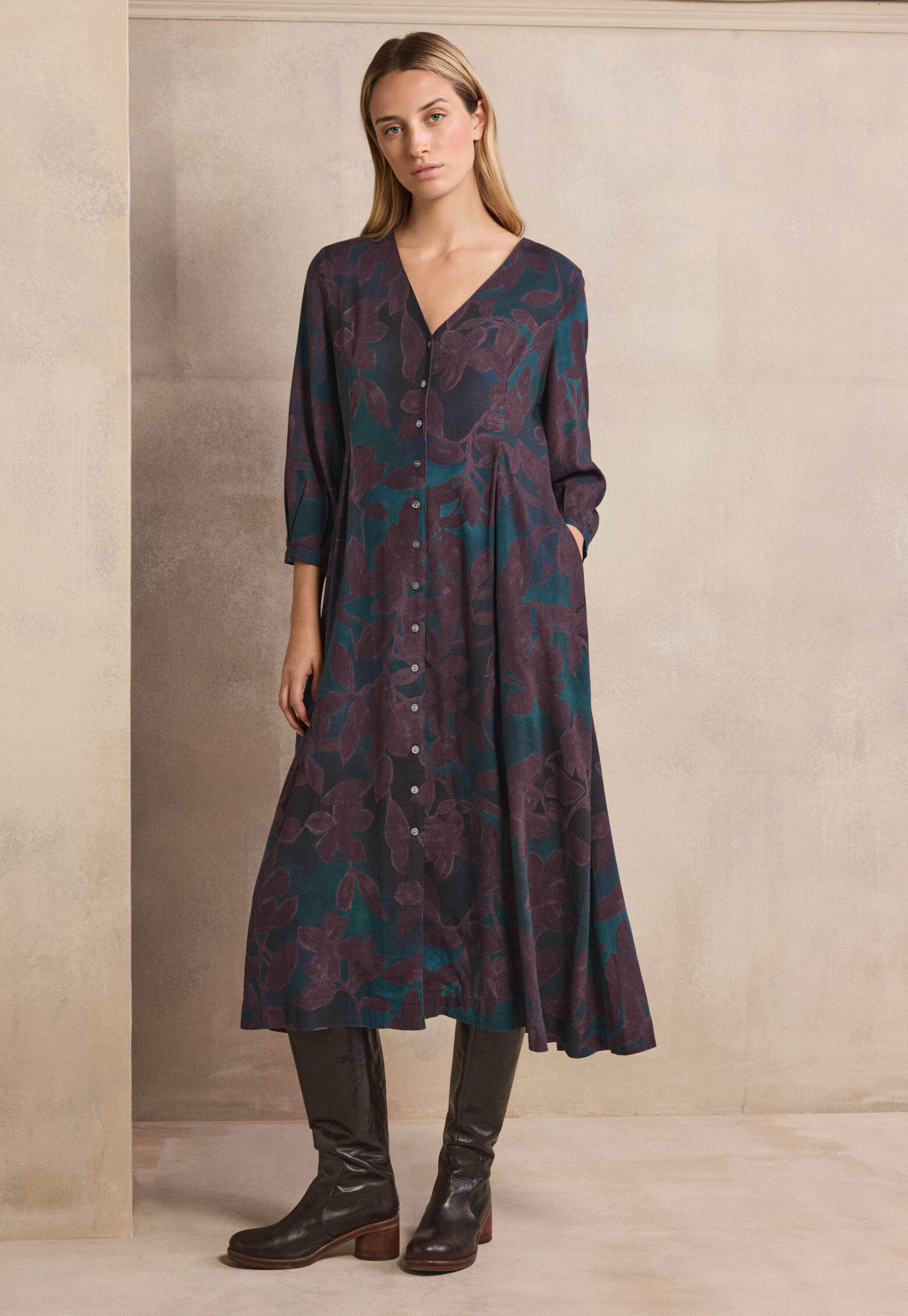 V-neck printed dress