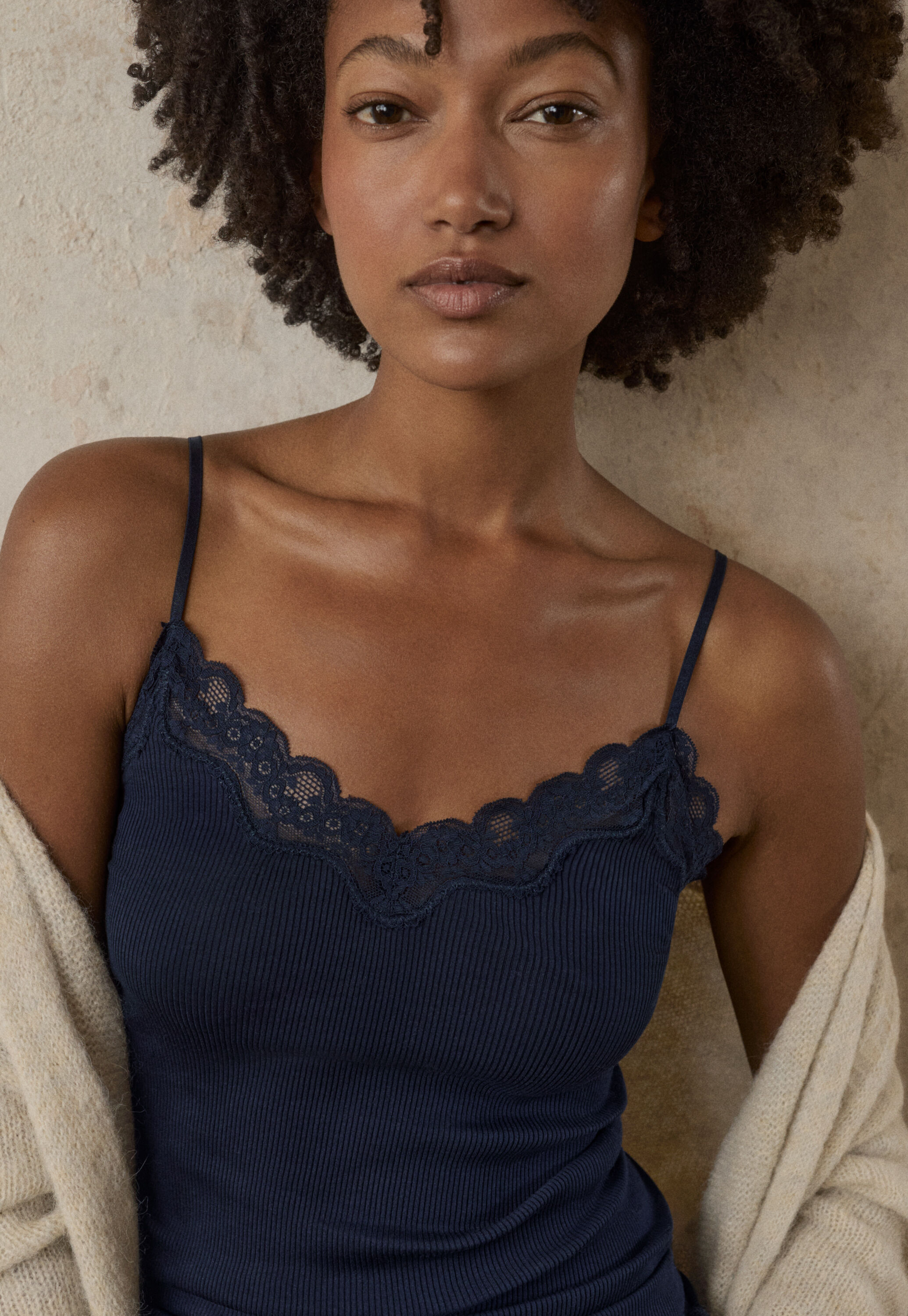 Lace-trim vest