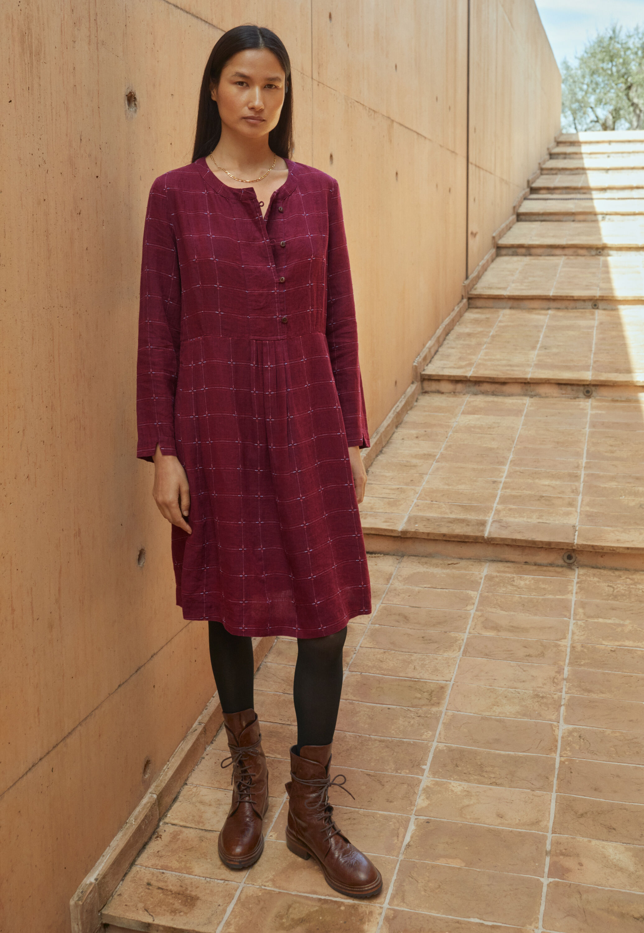 Checked pleated dress