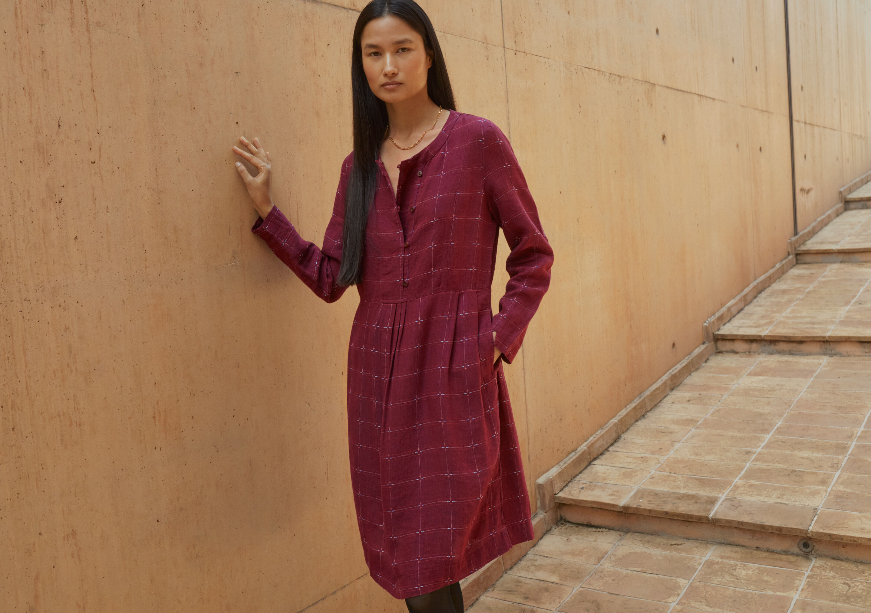 Checked pleated dress