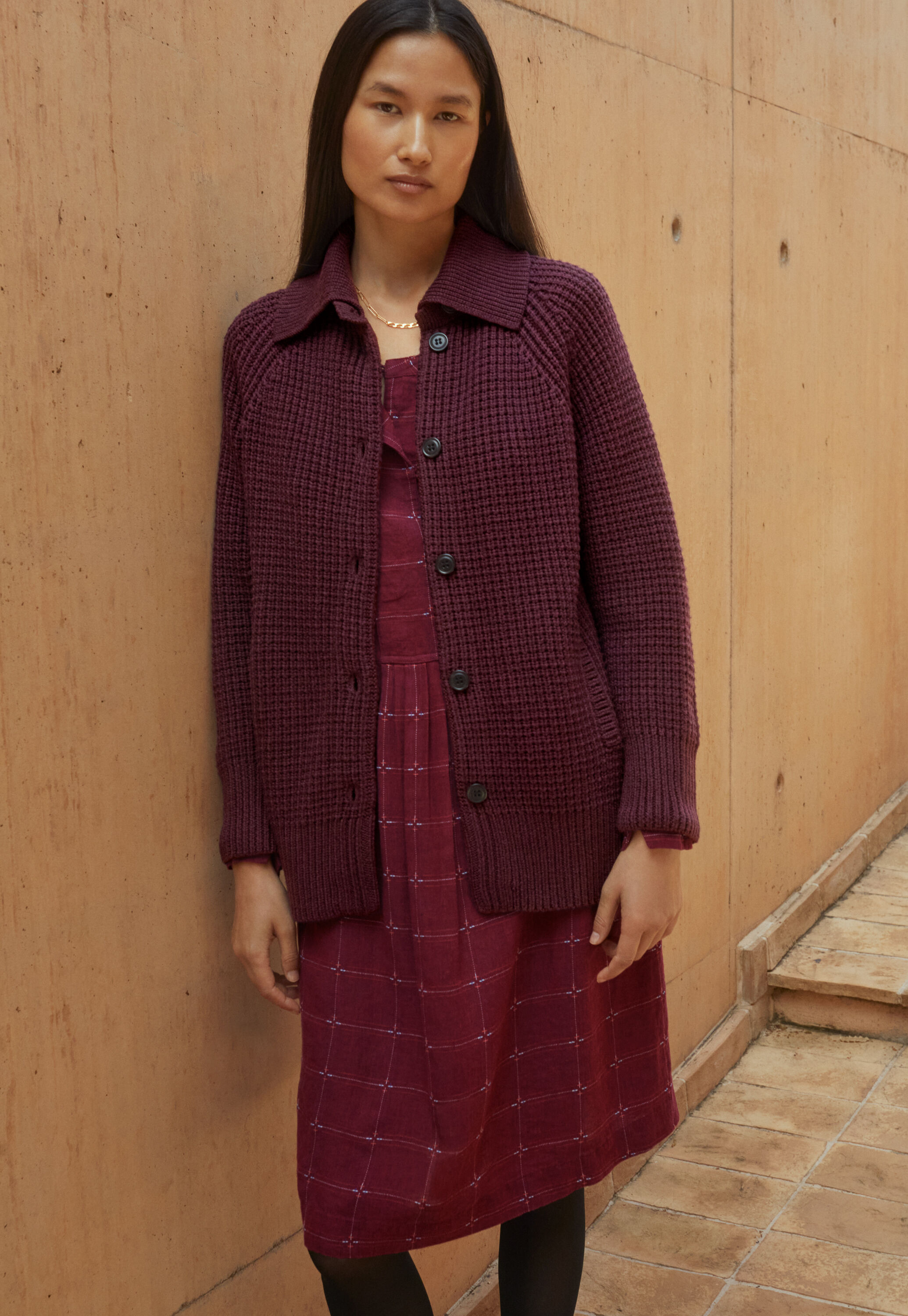 Checked pleated dress