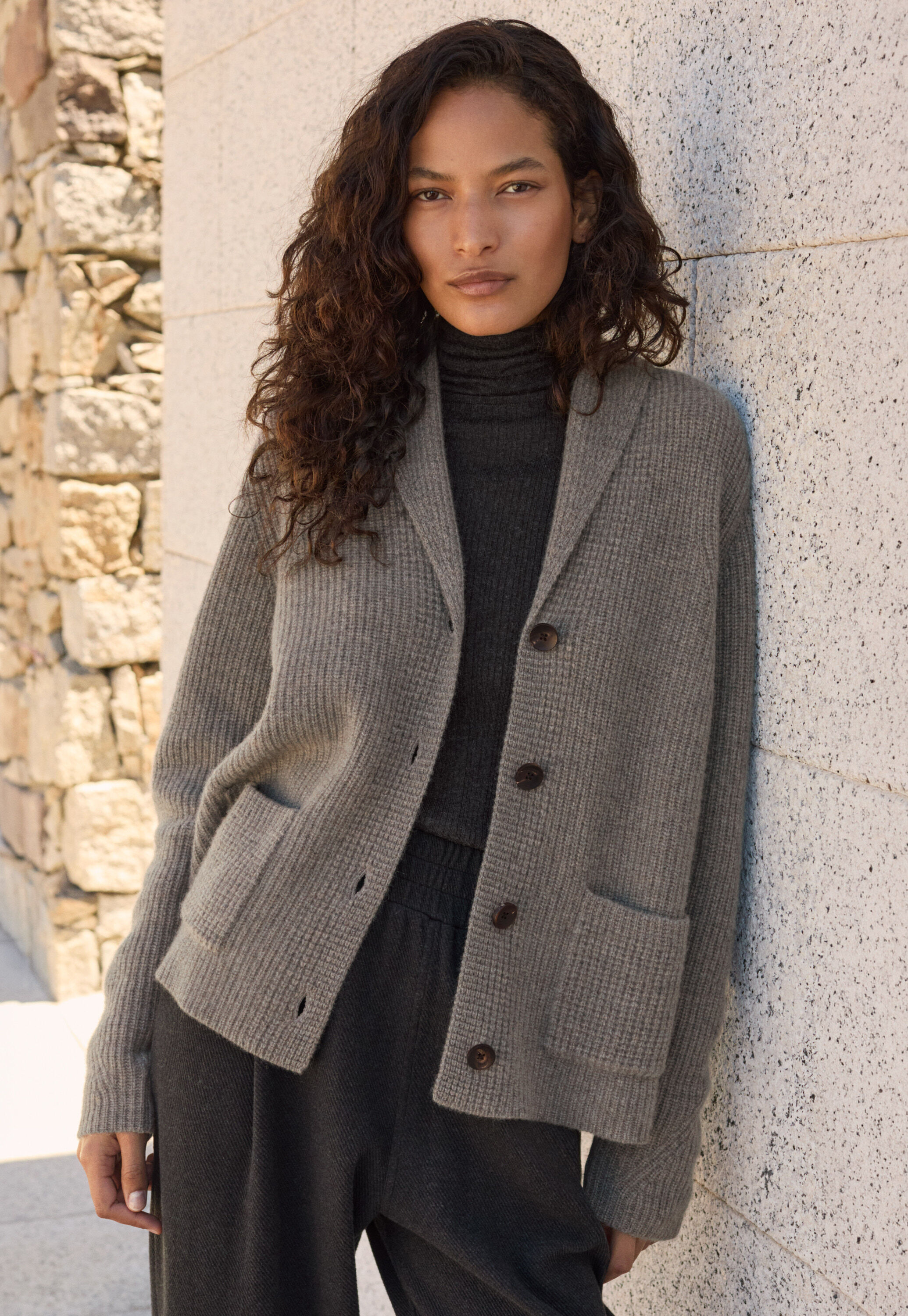 Shawl-collar cardigan
