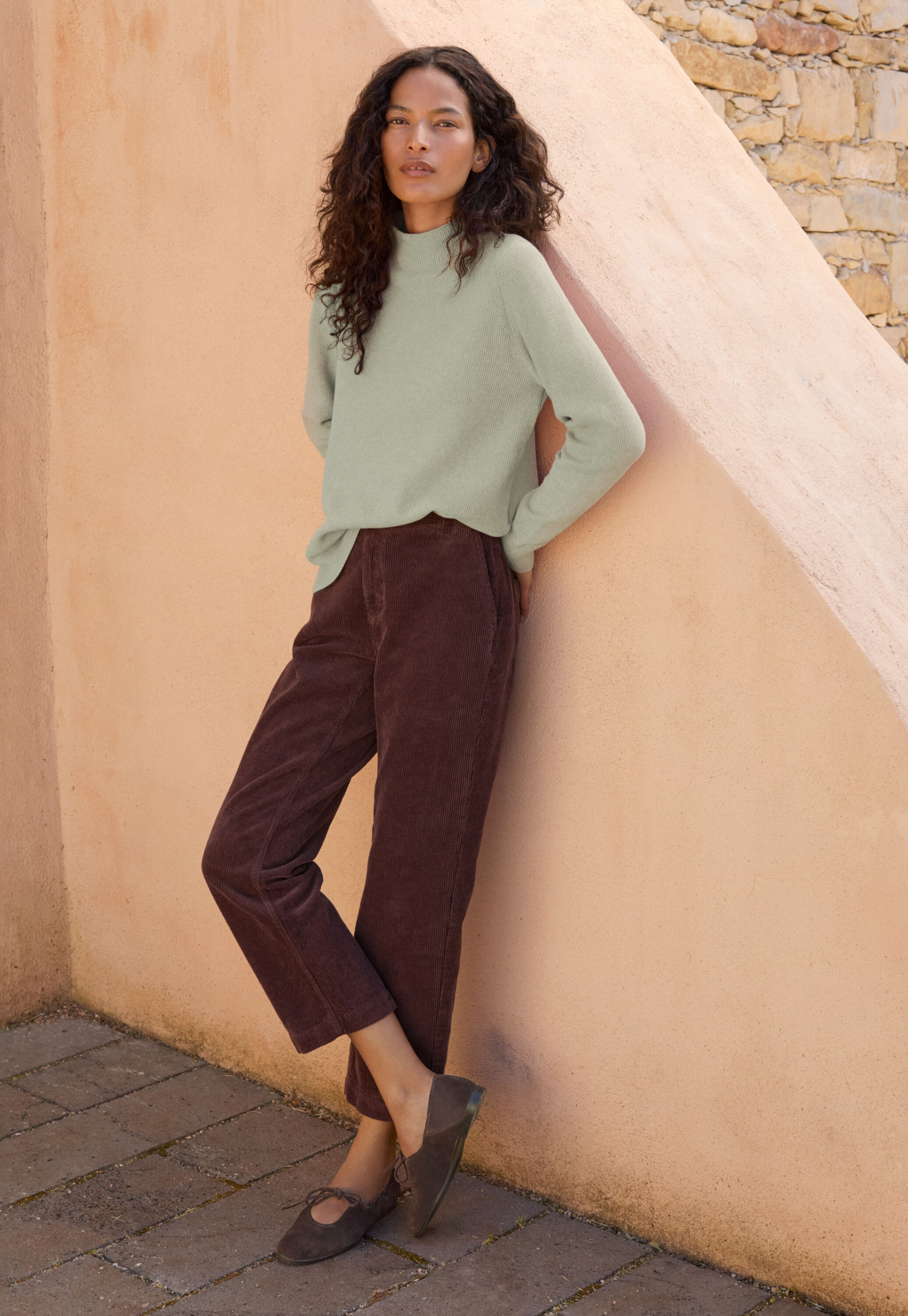 Slim cropped trousers, Soft aubergine, large
