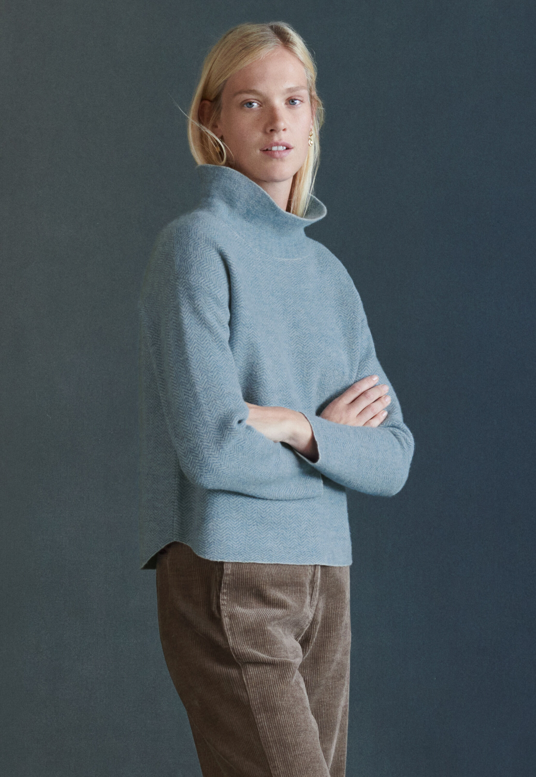 Herringbone-stitch sweater