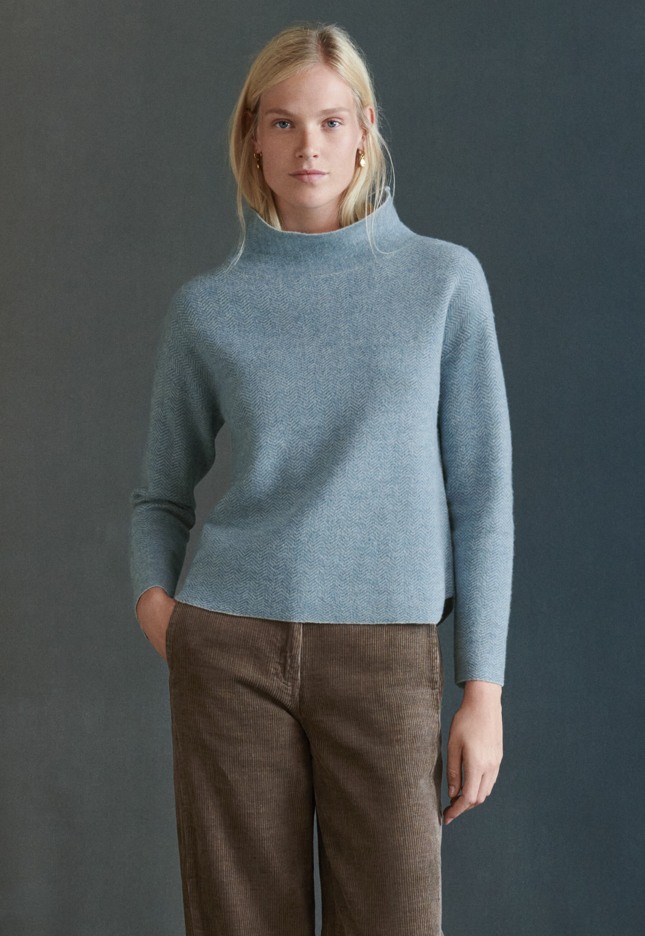 Herringbone-stitch sweater