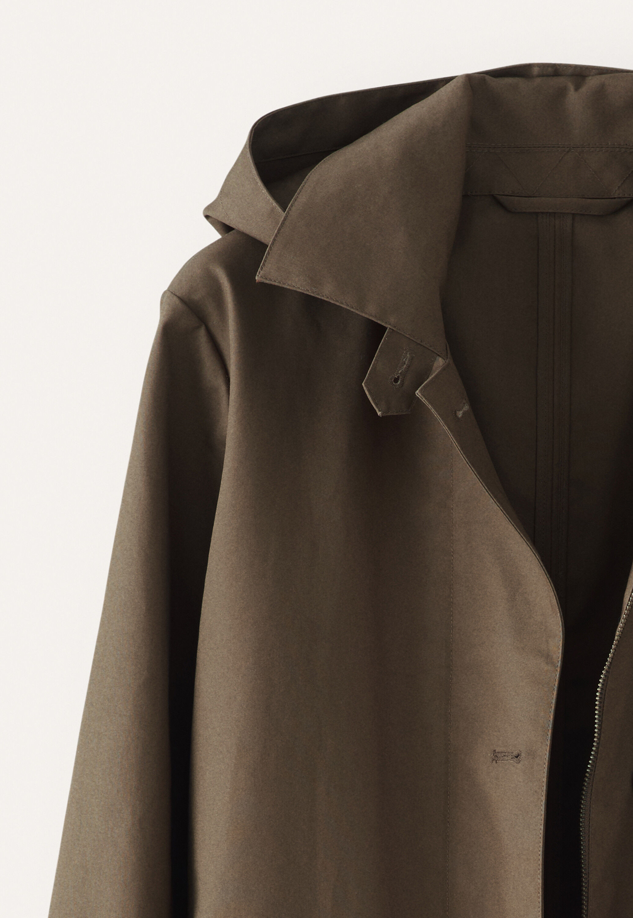 Hooded trench coat, Grey khaki, large