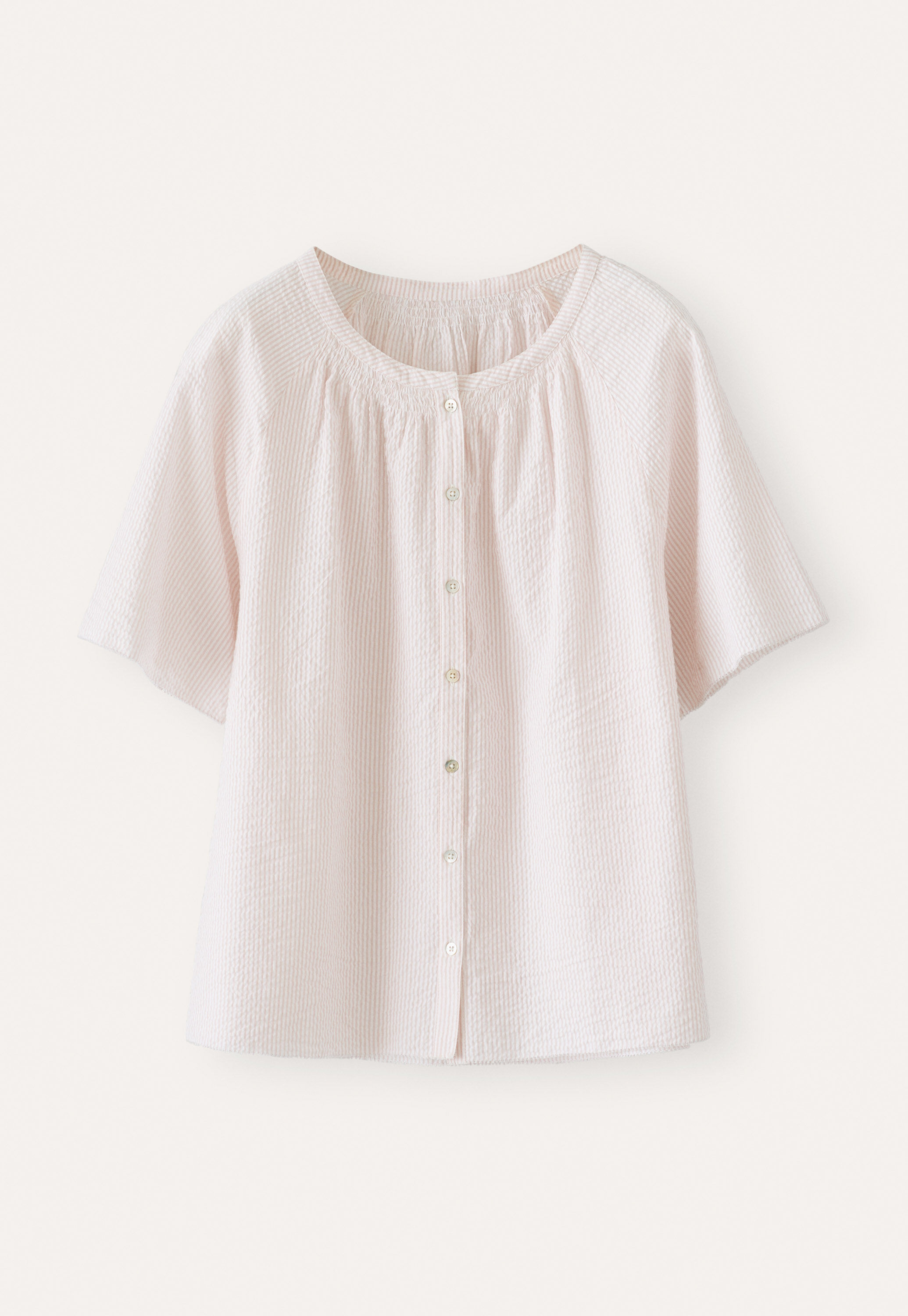 Gathered-neck blouse