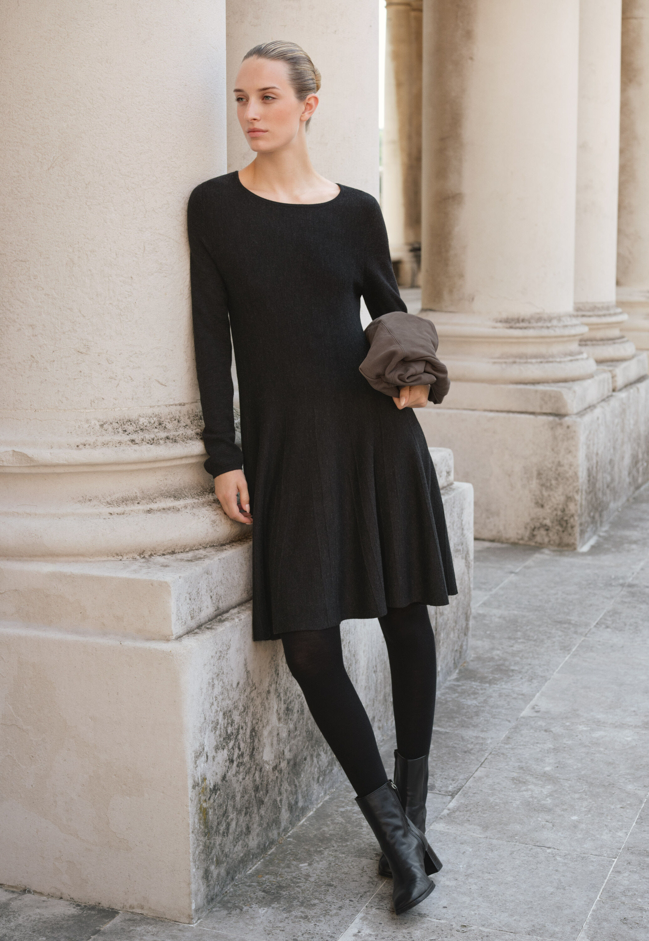 Knitted fit-and-flare dress