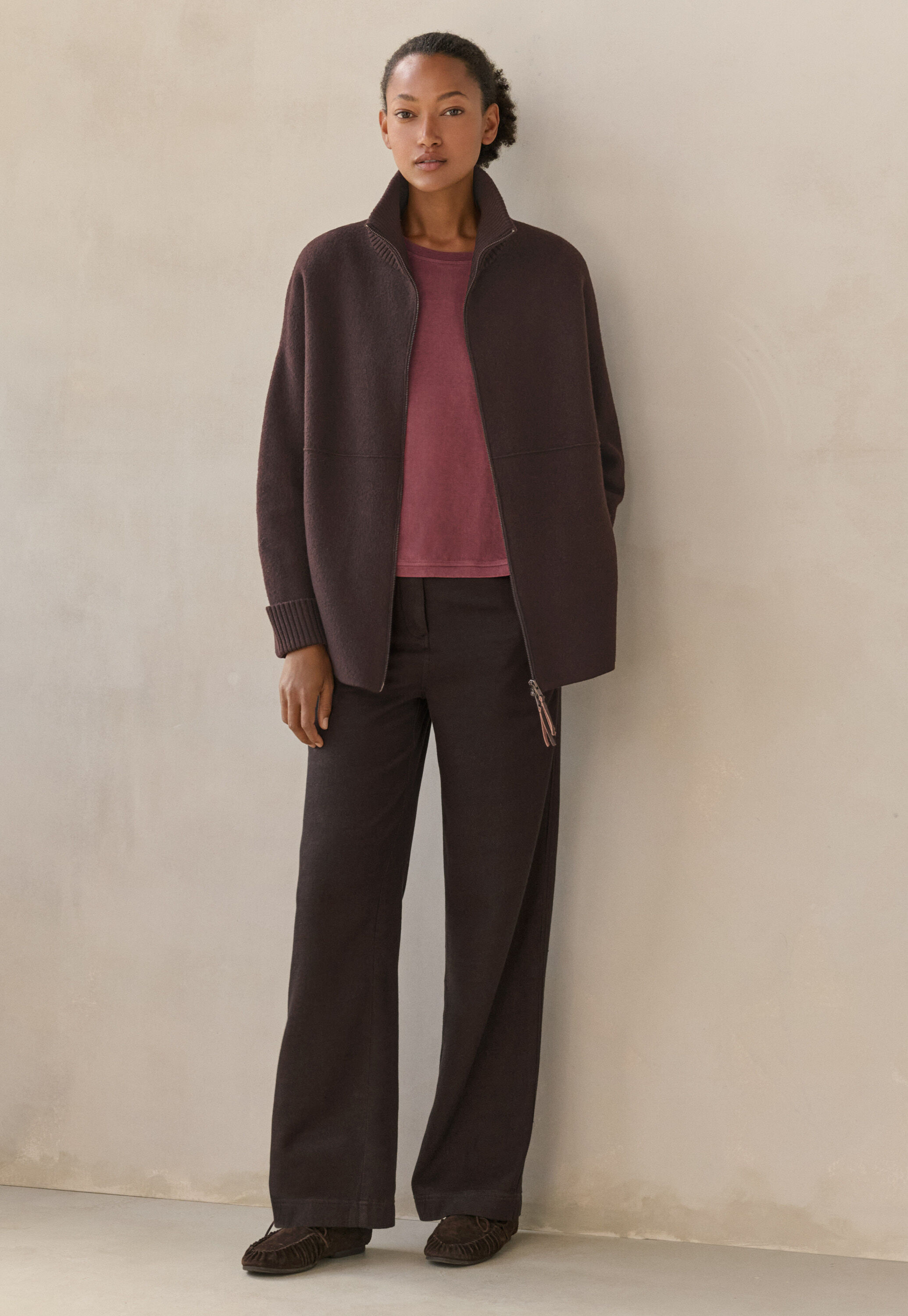 Straight-leg trousers, Brown black, large
