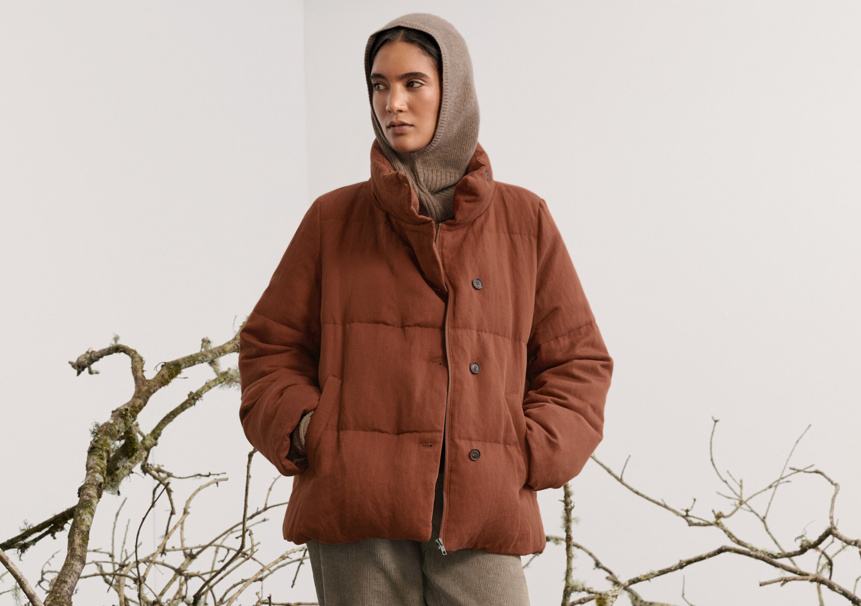 funnel-neck padded coat