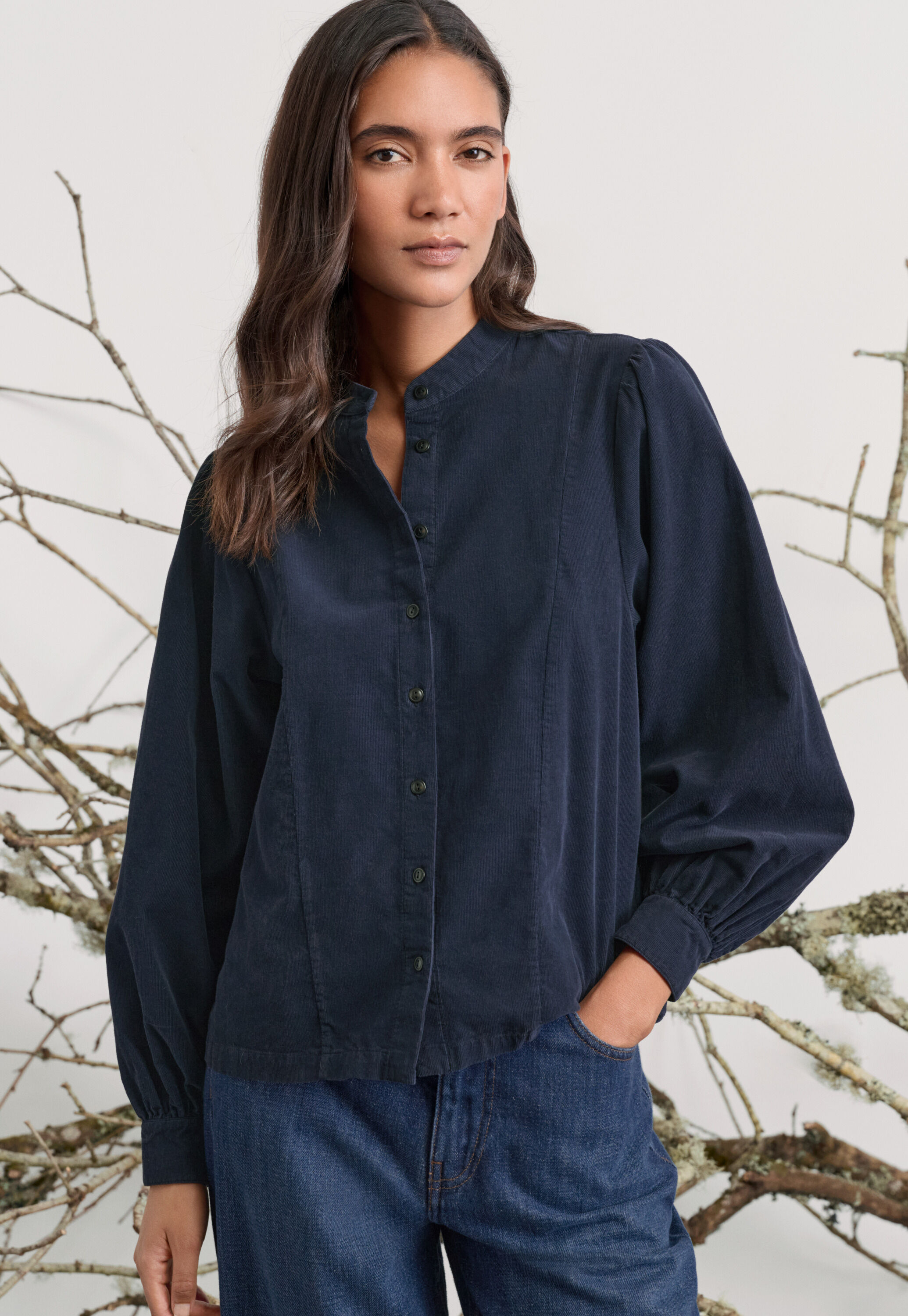 Gathered sleeve blouse