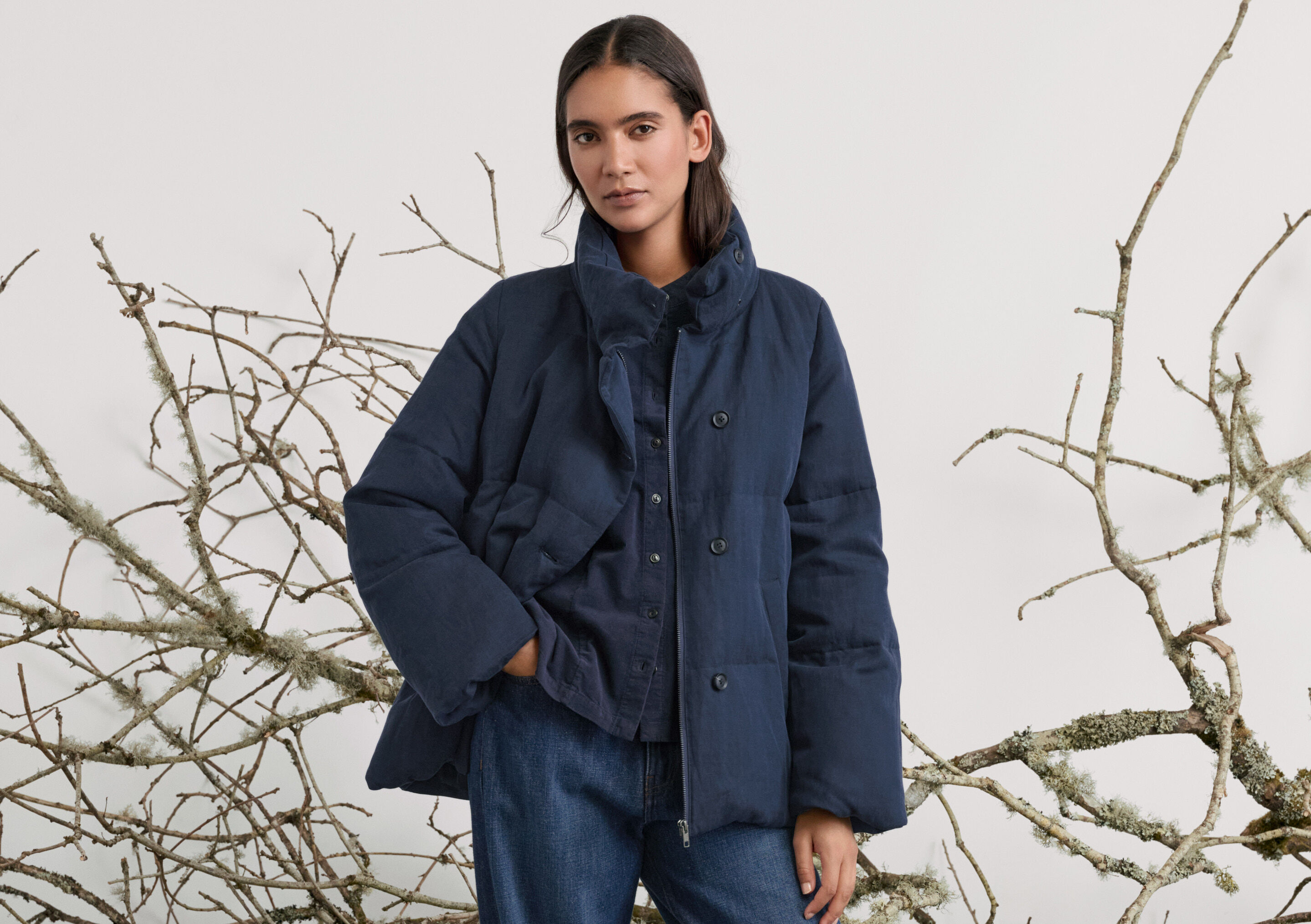 funnel-neck padded coat