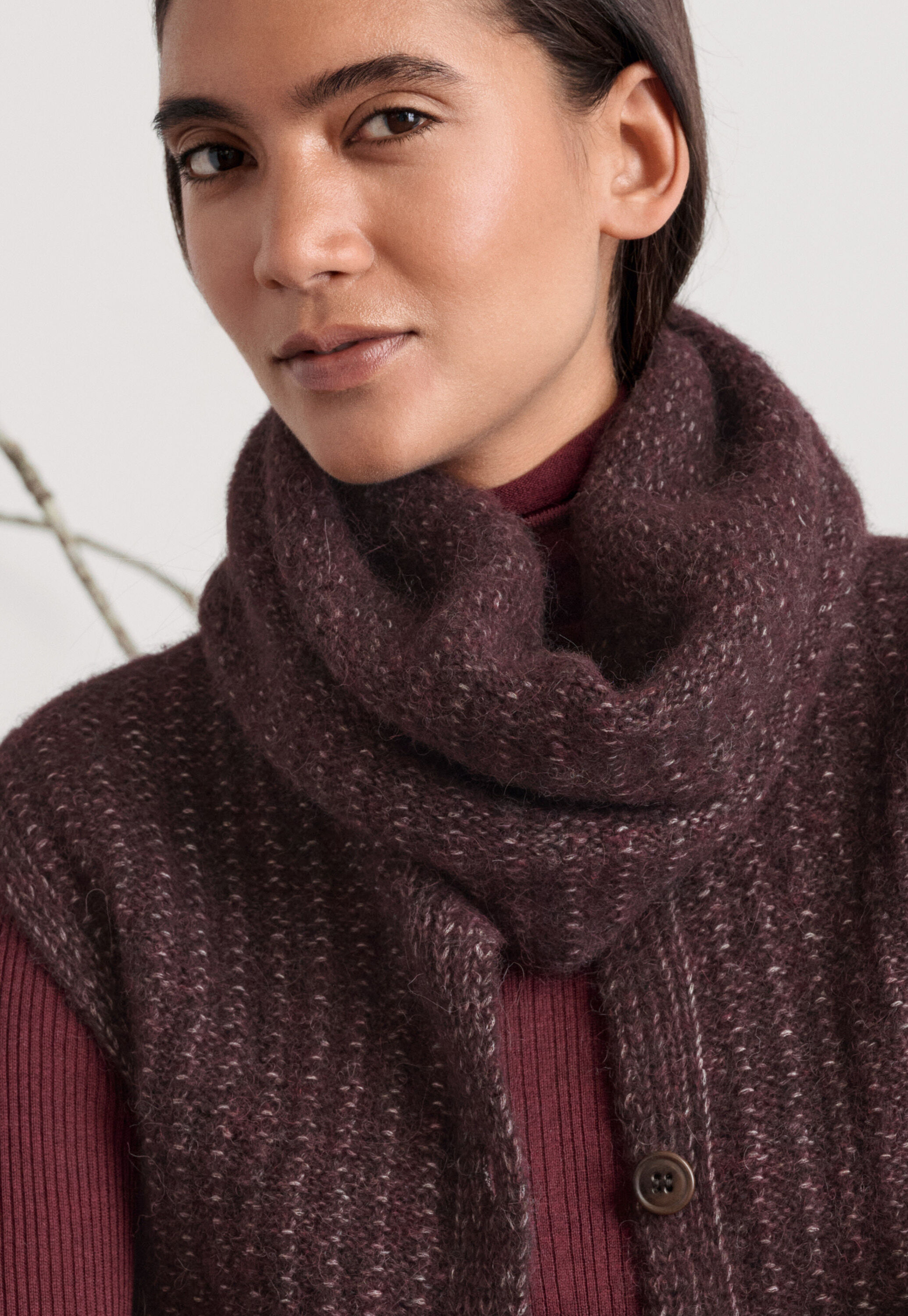 Knitted snood, Maroon brown, large