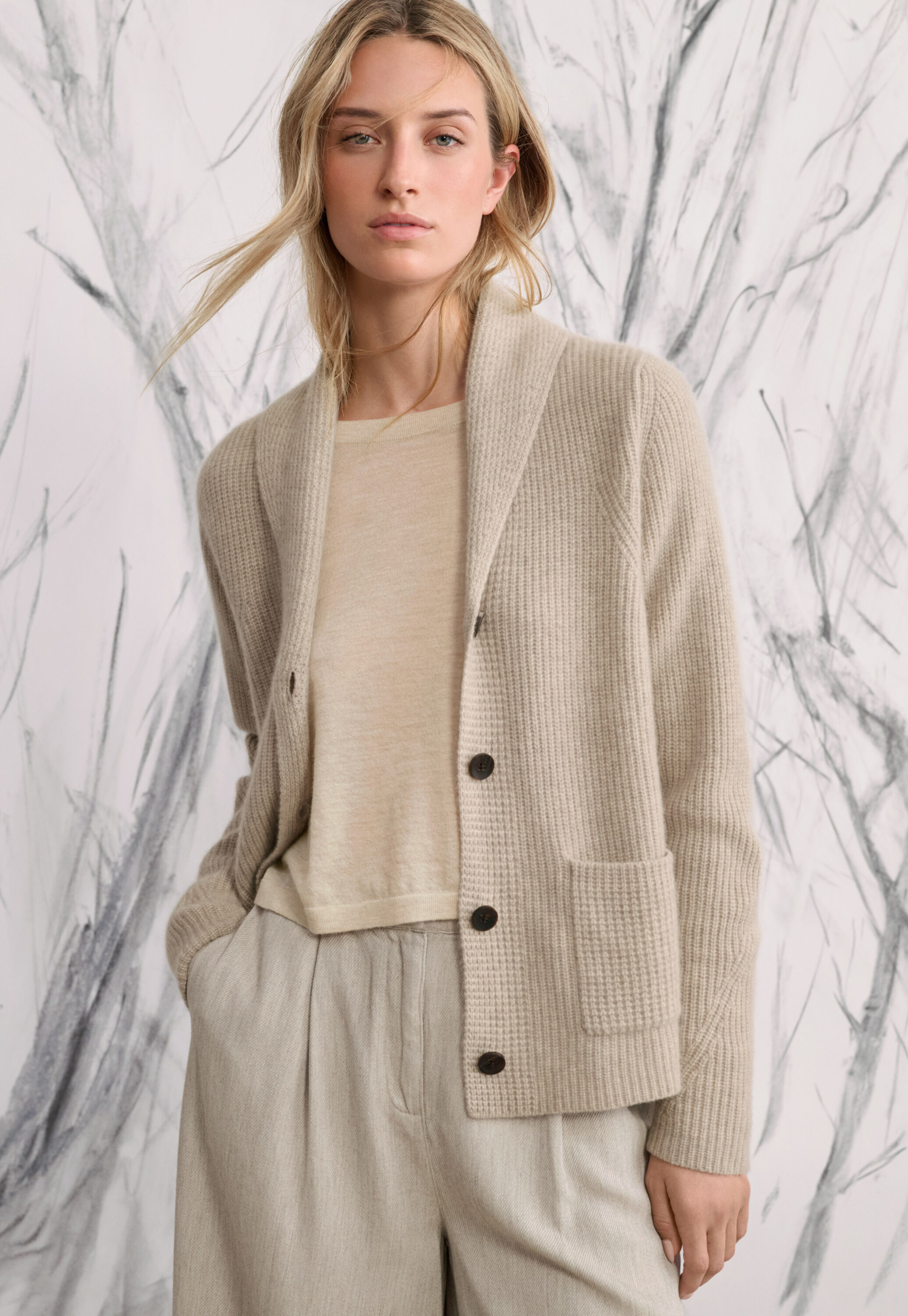 Shawl-collar cardigan