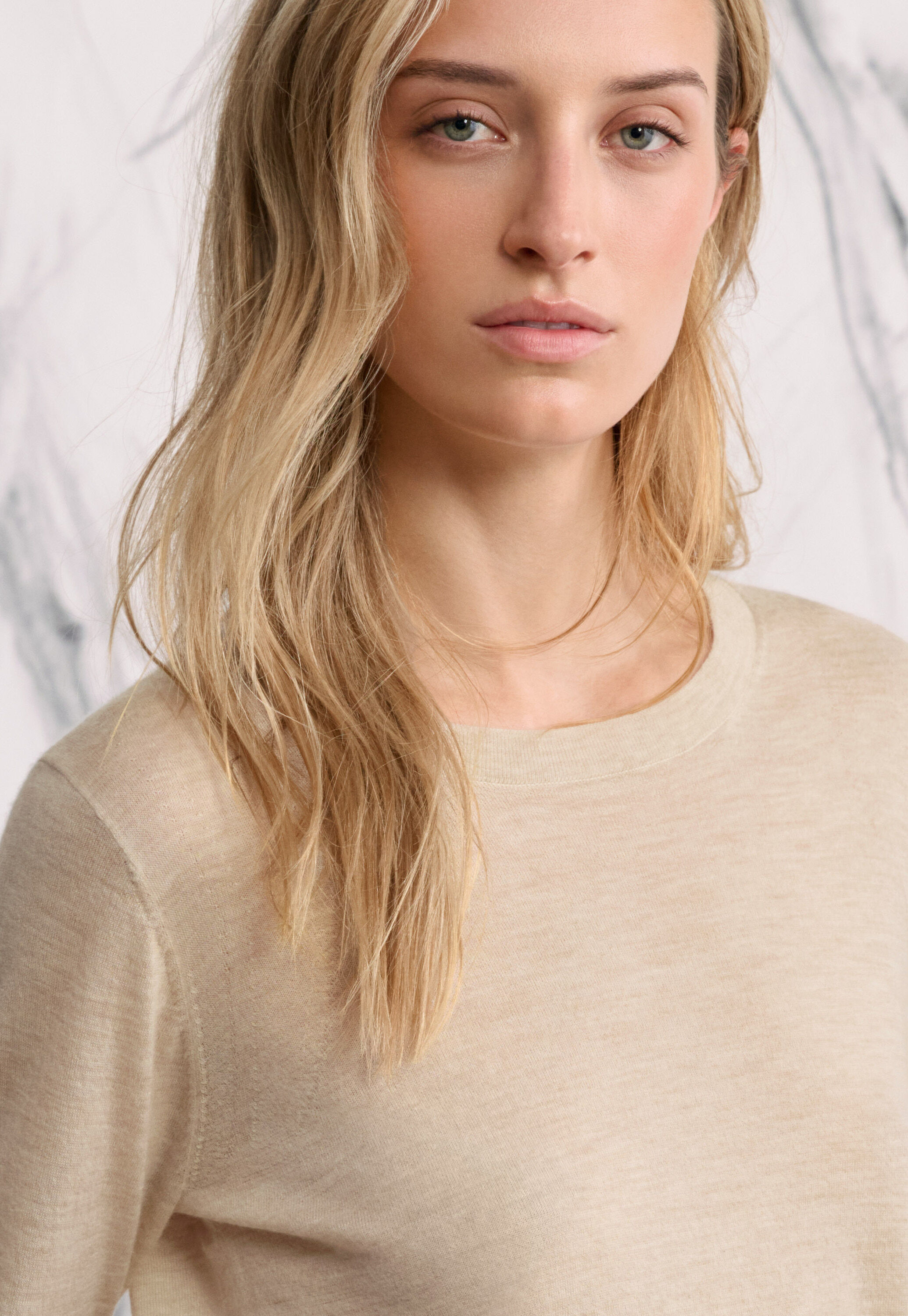 Crew-neck sweater, Pale fawn, large
