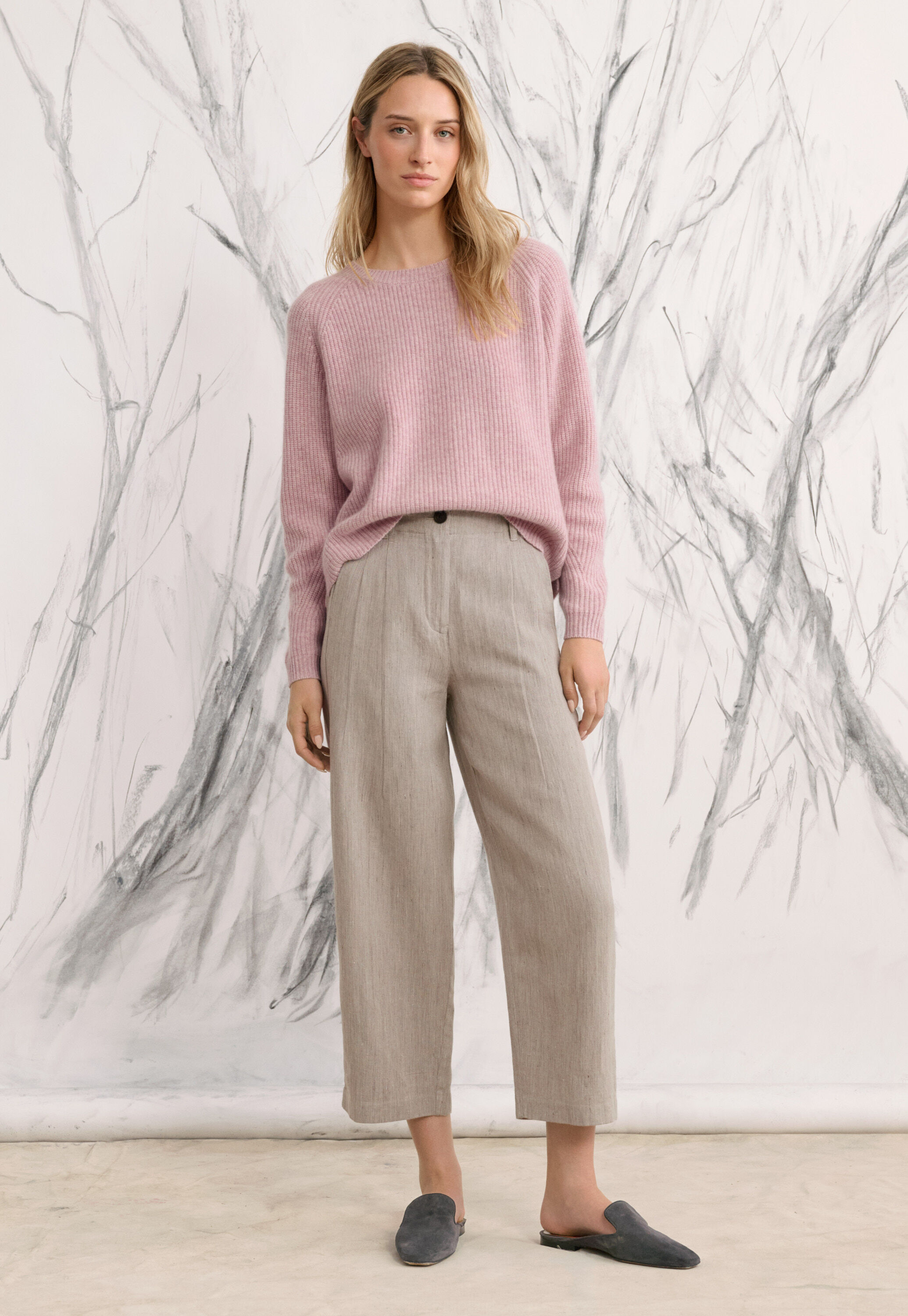 Barrel-leg trousers, Mink, large