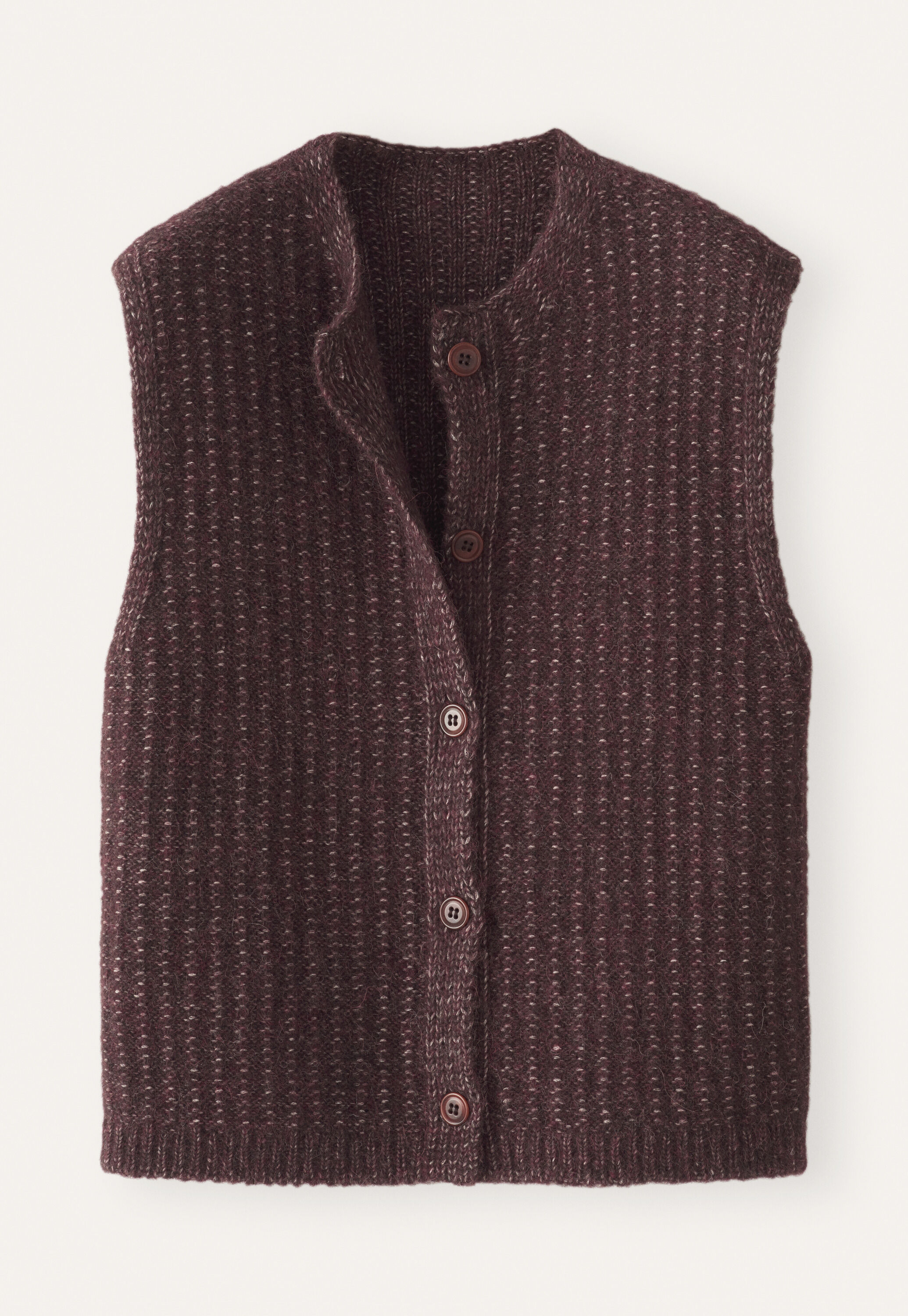 Sleeveless cardigan, Maroon brown, large