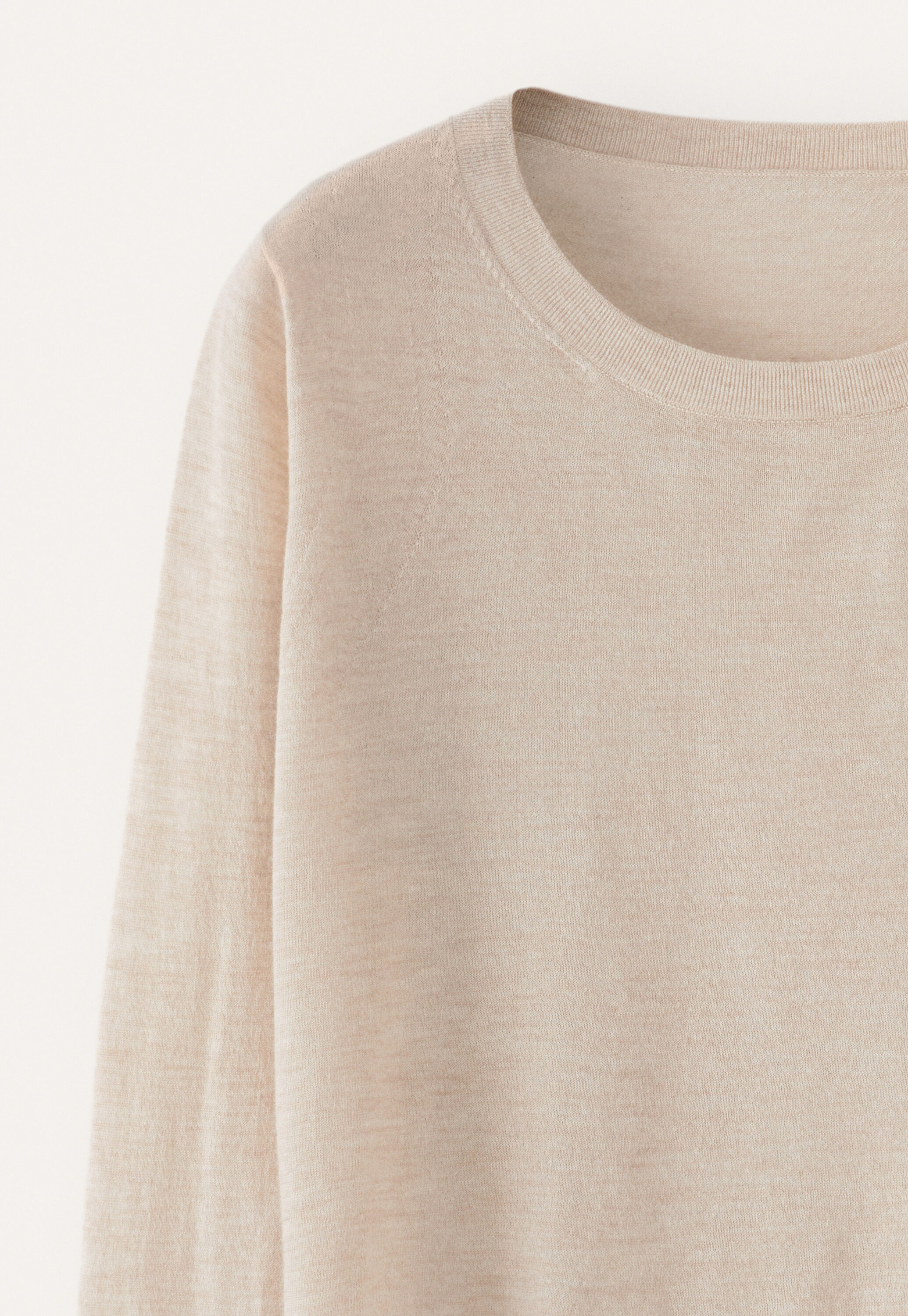 Crew-neck sweater, Pale fawn, large