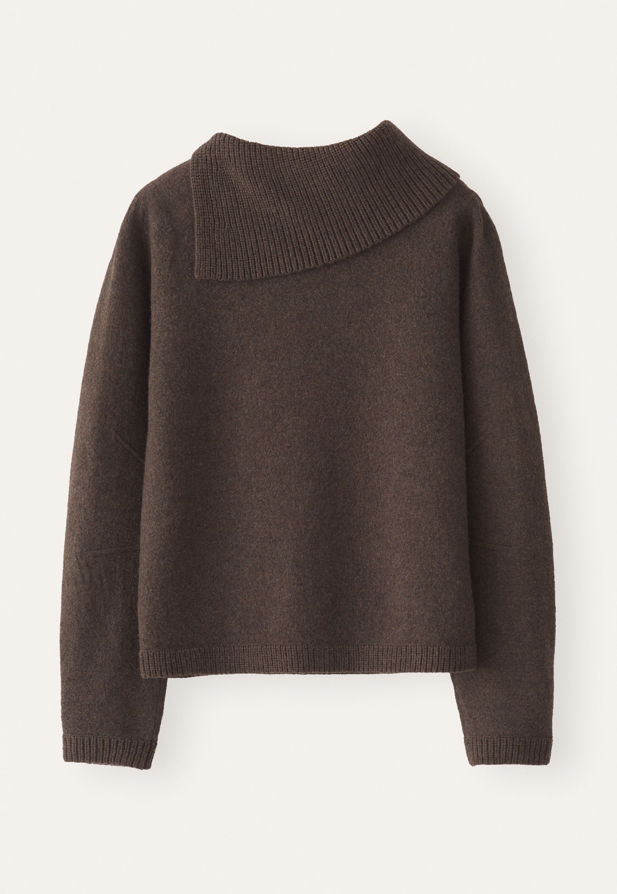 Split-collar sweater, Dark brown, large