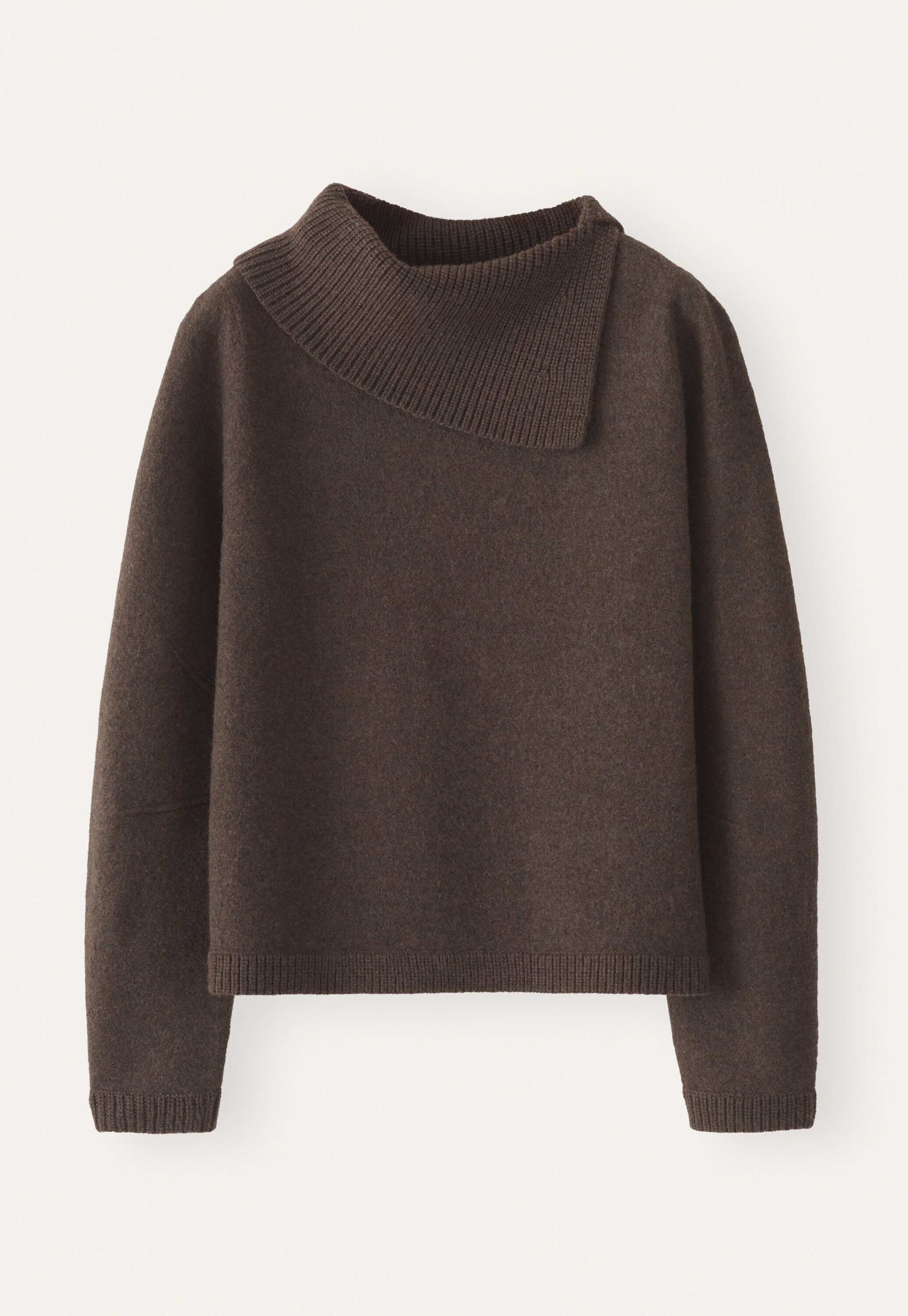 Split-collar sweater, Dark brown, large
