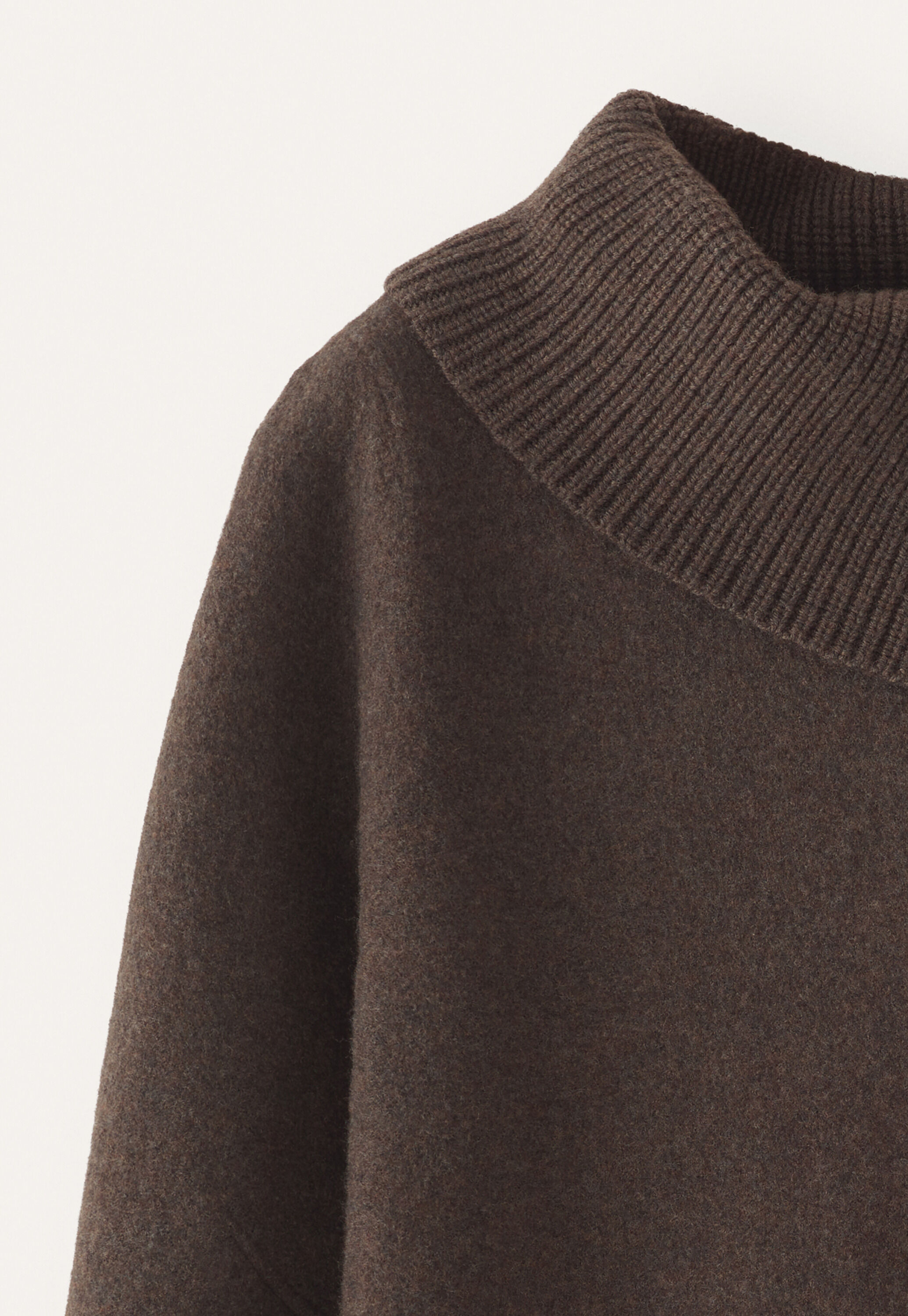 Split-collar sweater, Dark brown, large